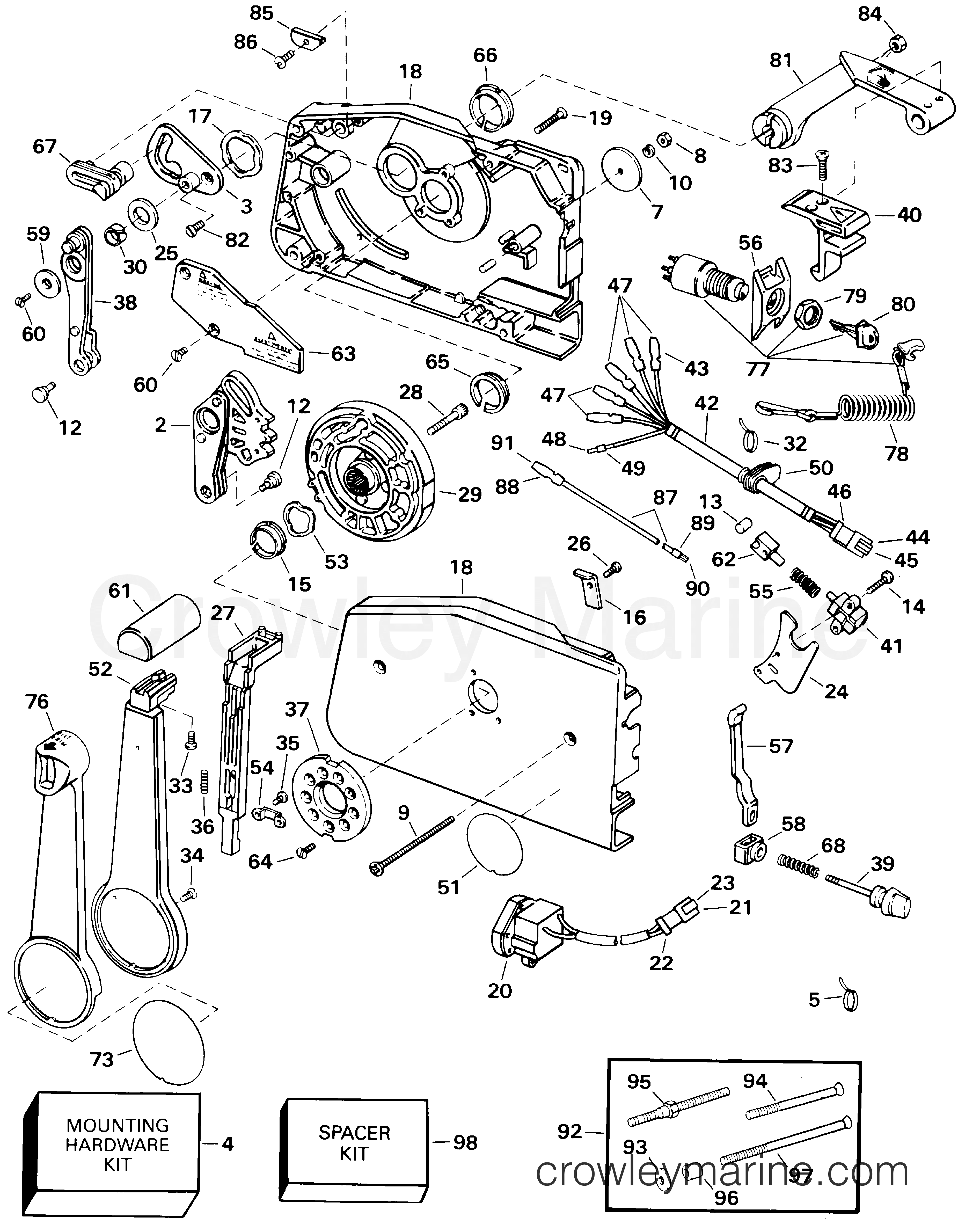 2001 Outboard 65 - J65WELSIR - REMOTE CONTROL - SIDE MOUNT - KEY SWITCH