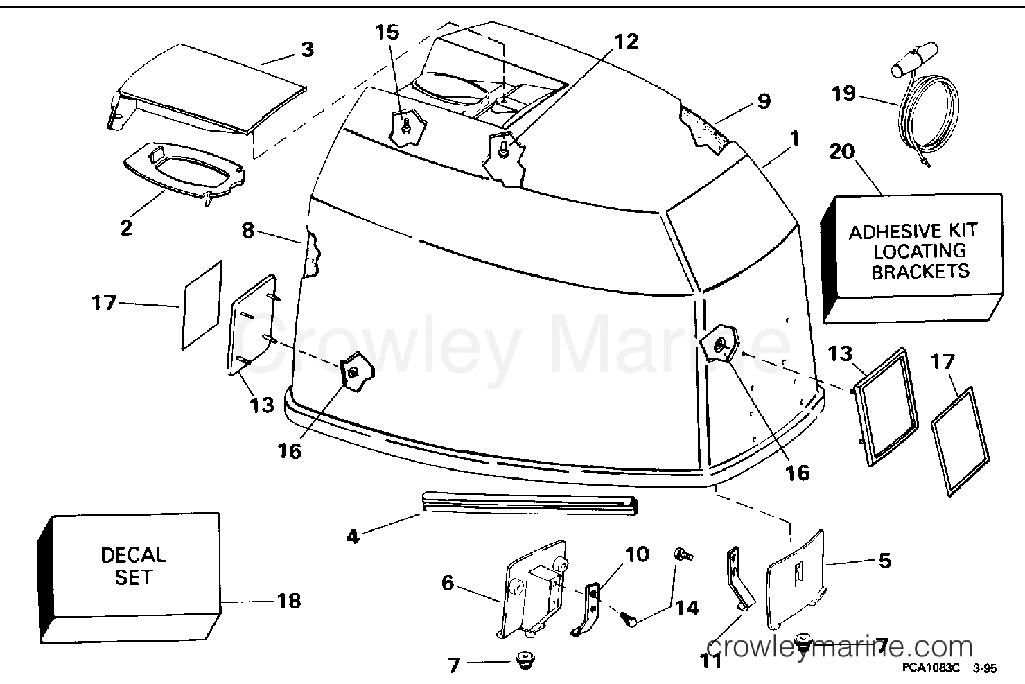 1995 Outboard 112 - J112TSLEOC - ENGINE COVER - JOHNSON