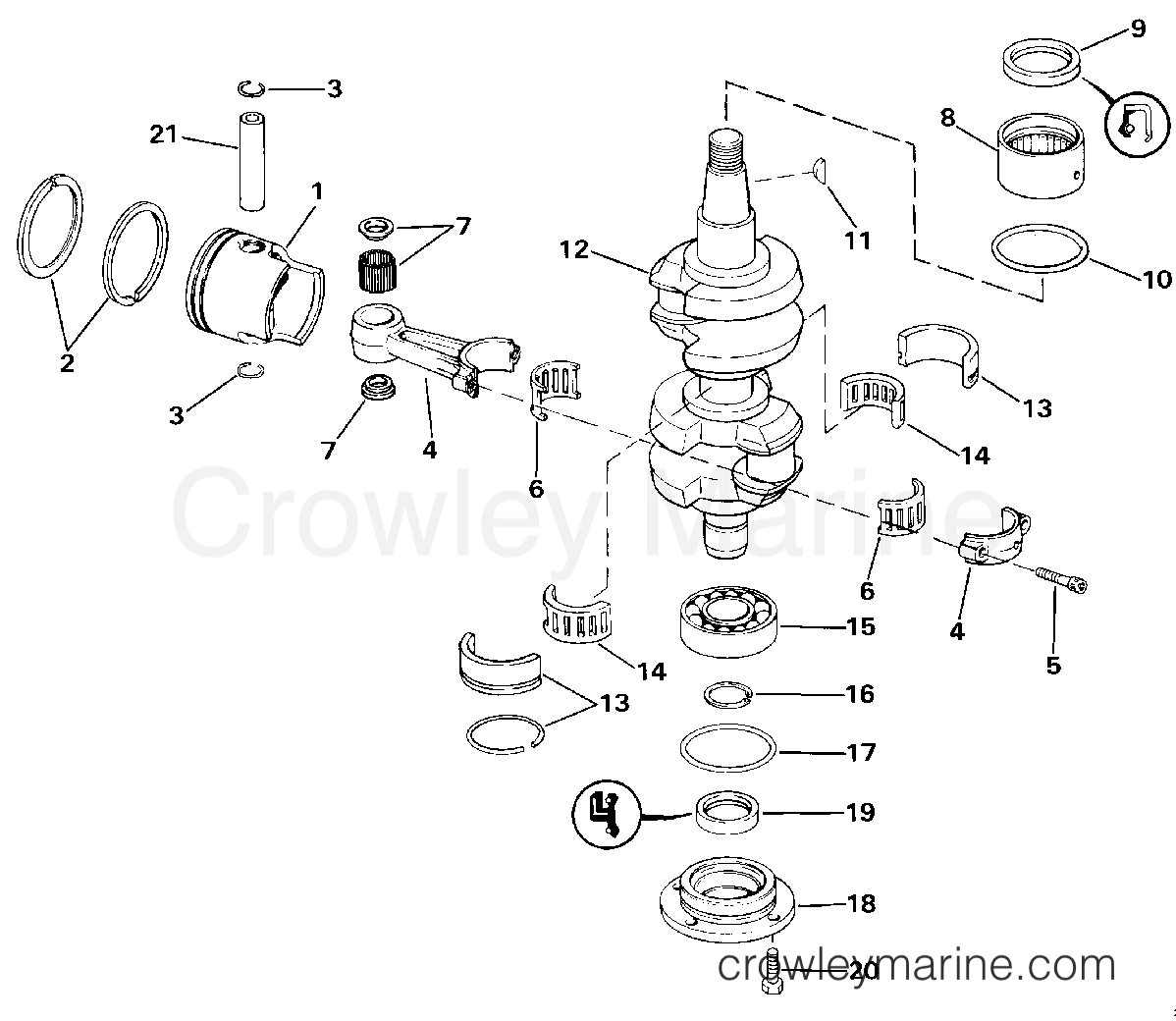 1987 Outboard 48 - J48ESLCUS - CRANKSHAFT & PISTON