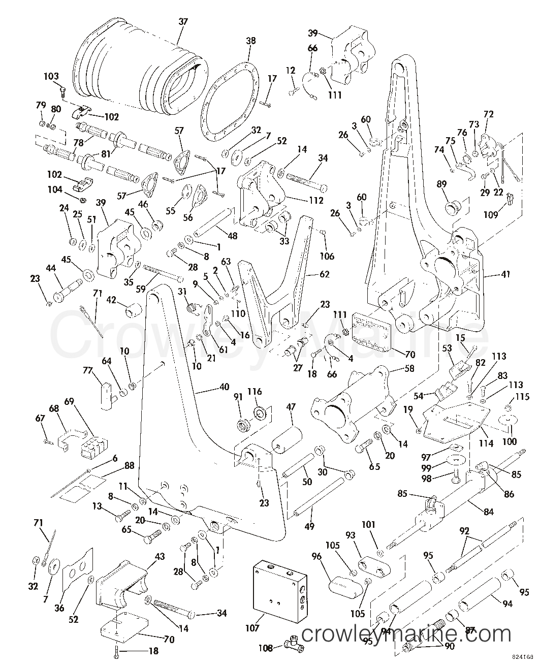 1982 Sea Drive 2.5L - 1ABLCN - TRANSOM BRACKET - HIGH MOUNT