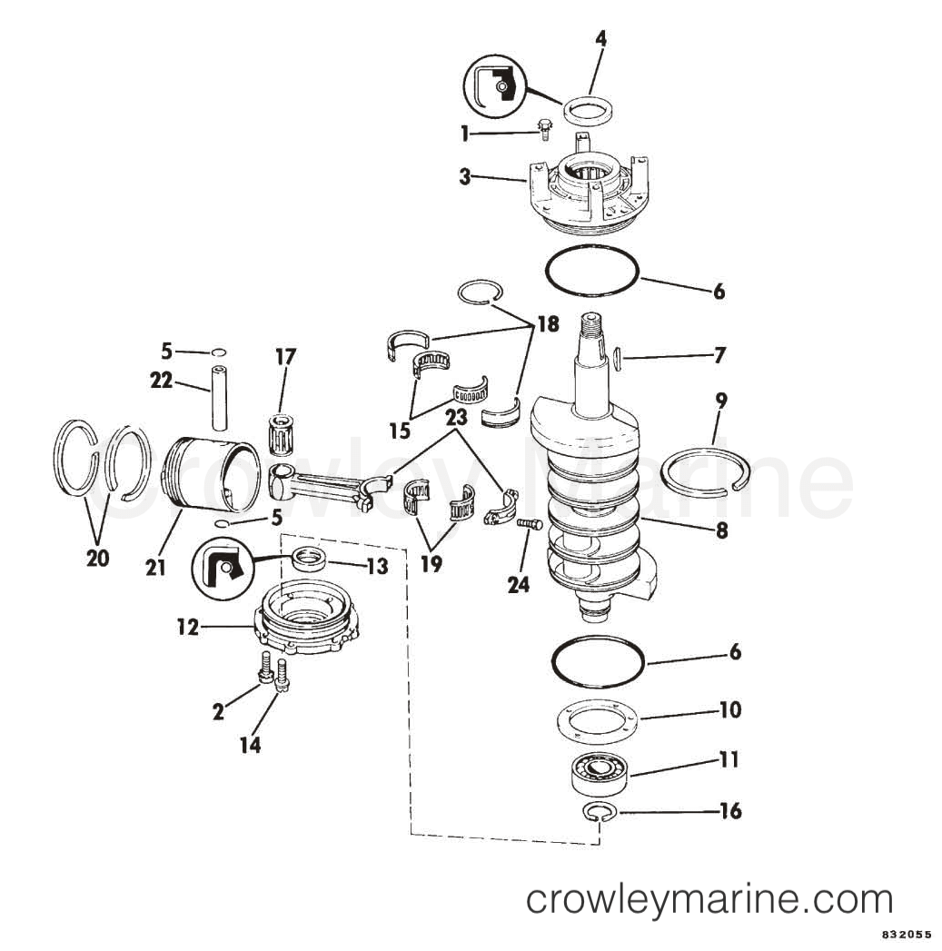 1983 Sea Drive 1.6L - 2BBLCTR - CRANKSHAFT & PISTON