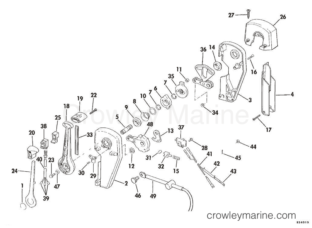 1983 Sea Drive 1.6L - 2BBLCTR - REMOTE CONTROL ASSEMBLY - BINNACLE MOUNT