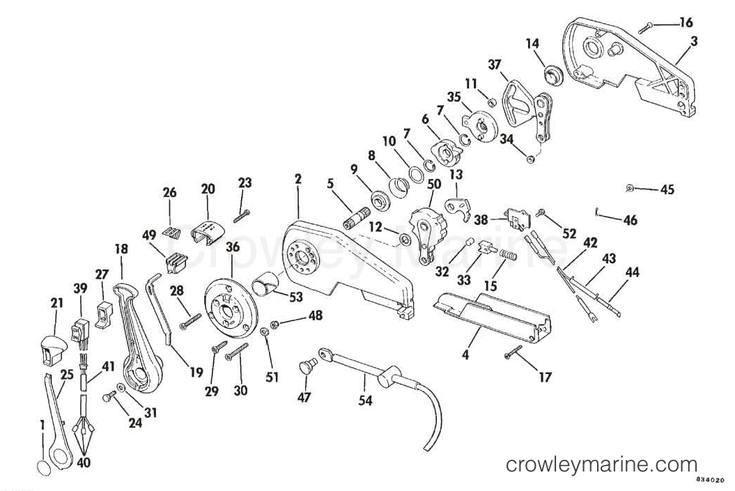 1983 Sea Drive 1.6L - 2BBLCTR - REMOTE CONTROL ASSEMBLY - CONCEALED SIDE MOUNT