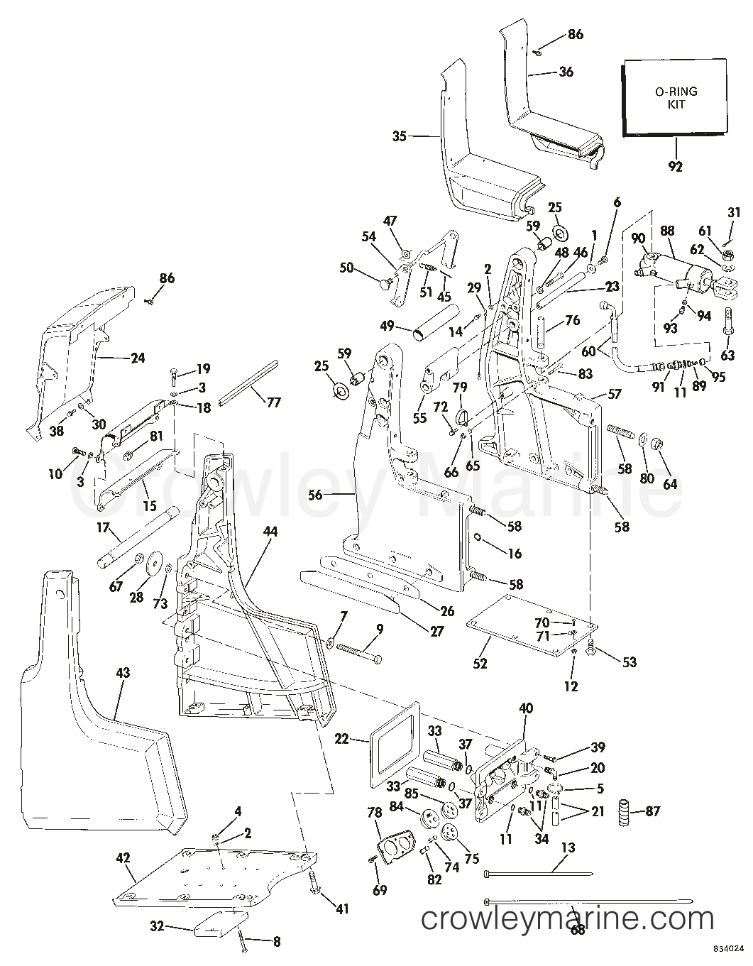 TRANSOM BRACKET ASSEMBLY HYDRAULIC STEERING 1983 Sea Drive 1.6L 2BALCTR Crowley Marine
