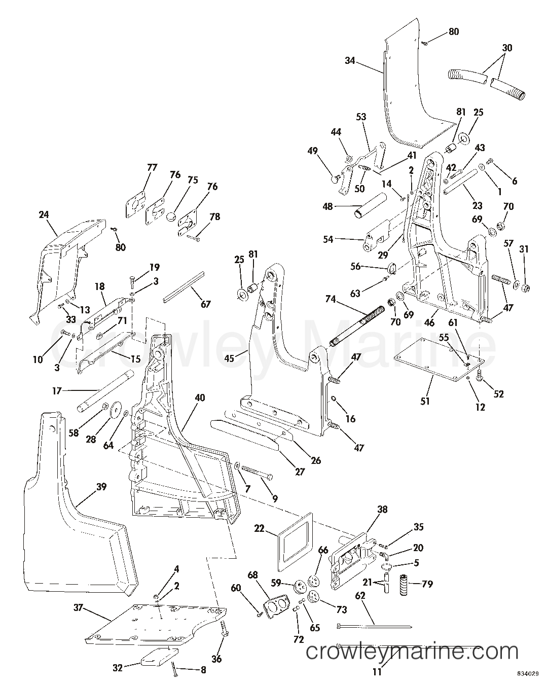 1983 Sea Drive 1.6L - 2BBLCTR - TRANSOM BRACKET ASSEMBLY - MECHANICAL STEERING