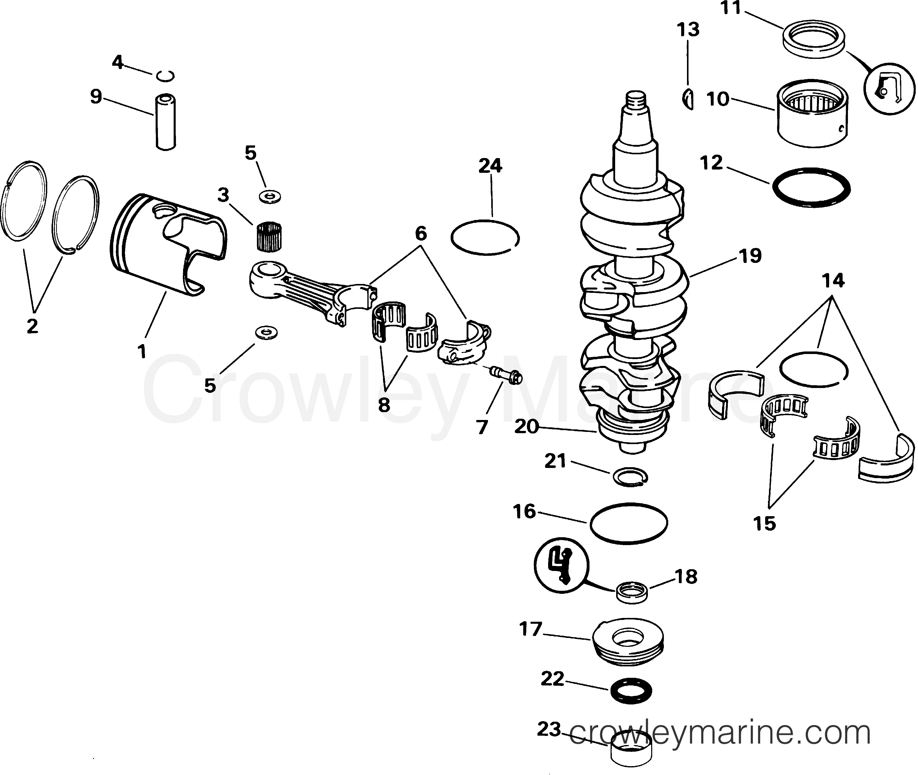2001 Outboard 35 - J35PL3SIE - CRANKSHAFT & PISTON