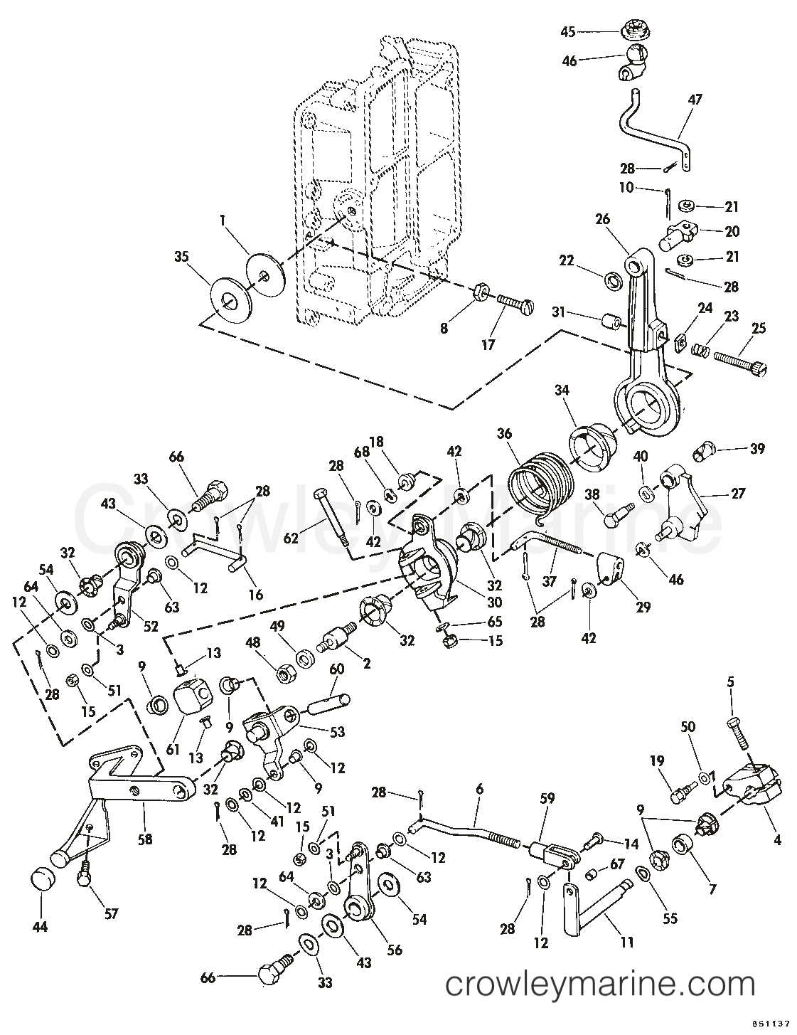 1985 Sea Drive 1.6L - Mechanical - XL - 2BBLCOM - SHIFT AND THROTTLE LINKAGE