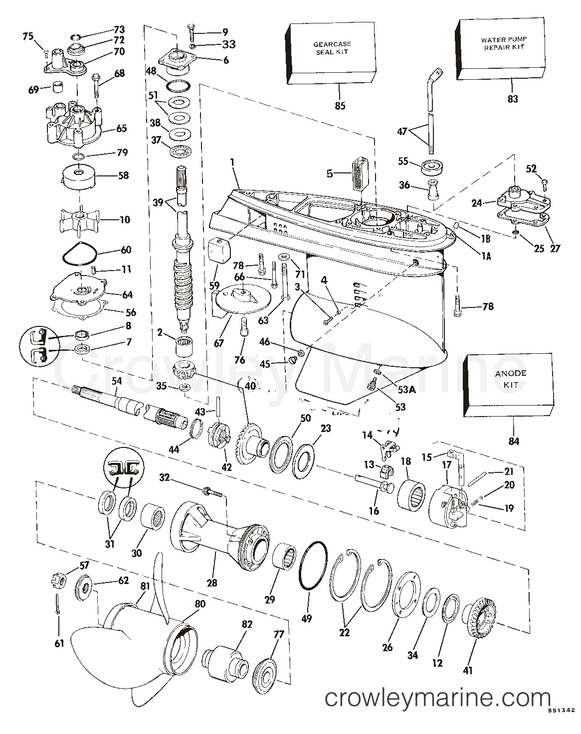 1985 Sea Drive 1.6L - Mechanical - XL - 2BBLCOM - GEARCASE