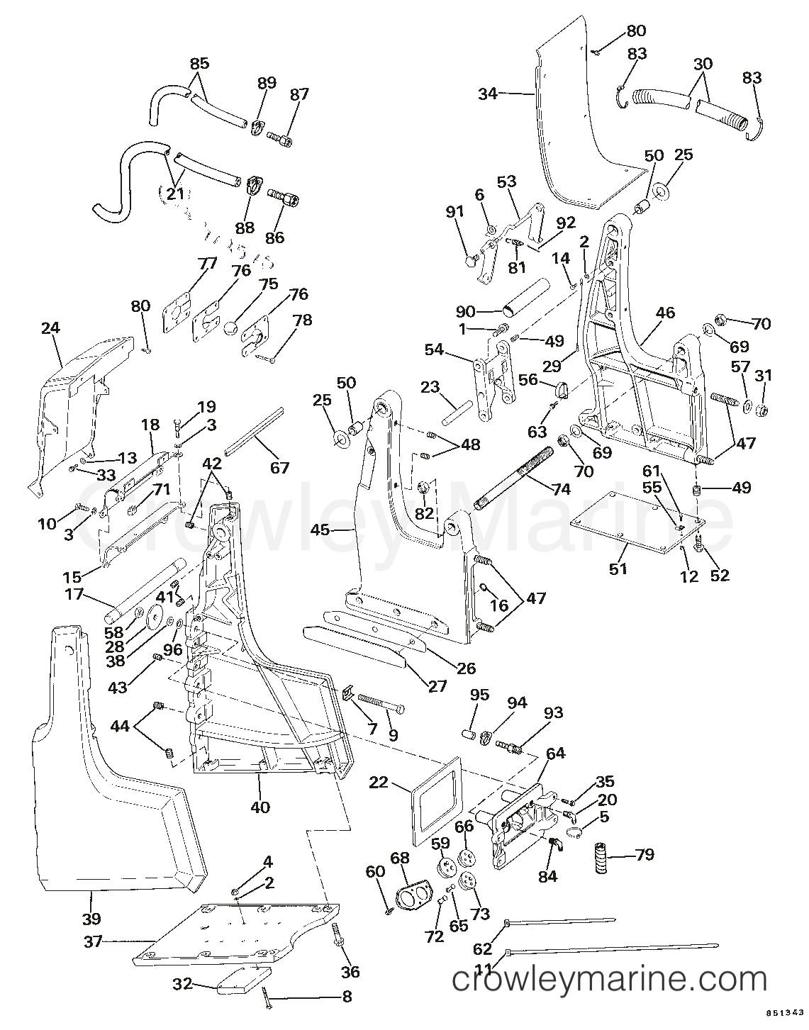 1985 Sea Drive 1.6L - Mechanical - XL - 2BBXCOM - TRANSOM BRACKET ASSEMBLY - MECHANICAL STEERING