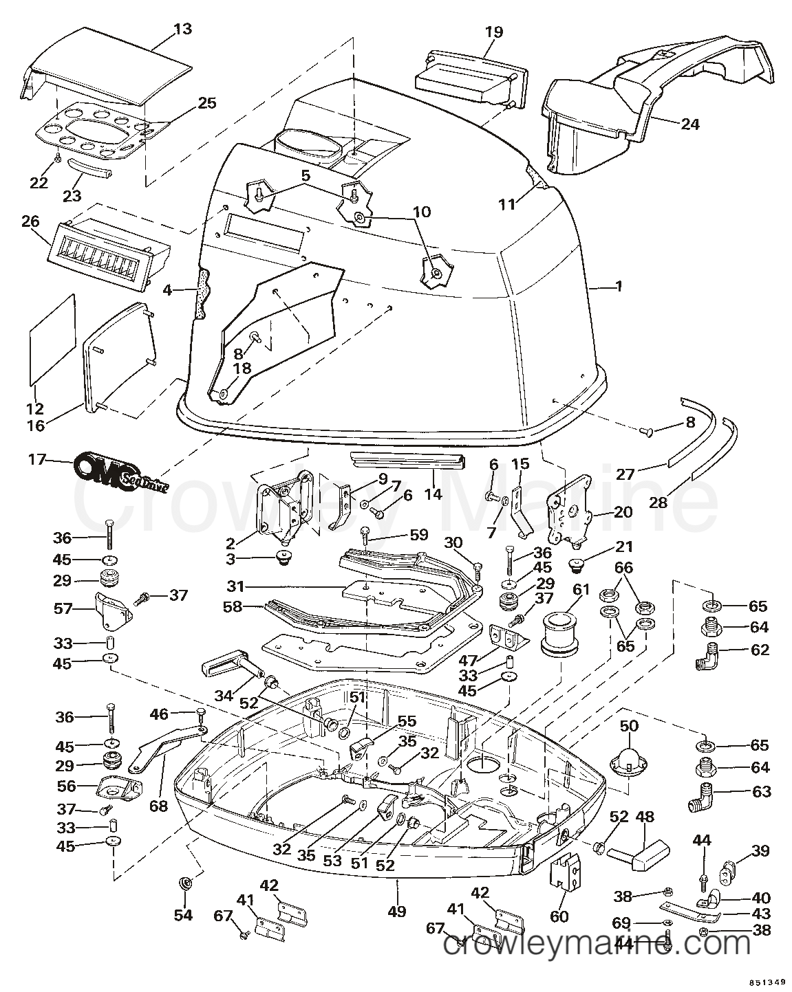 1985 Sea Drive 2.6L - Hydraulic - XL - 1CCXCOM - ENGINE COVER