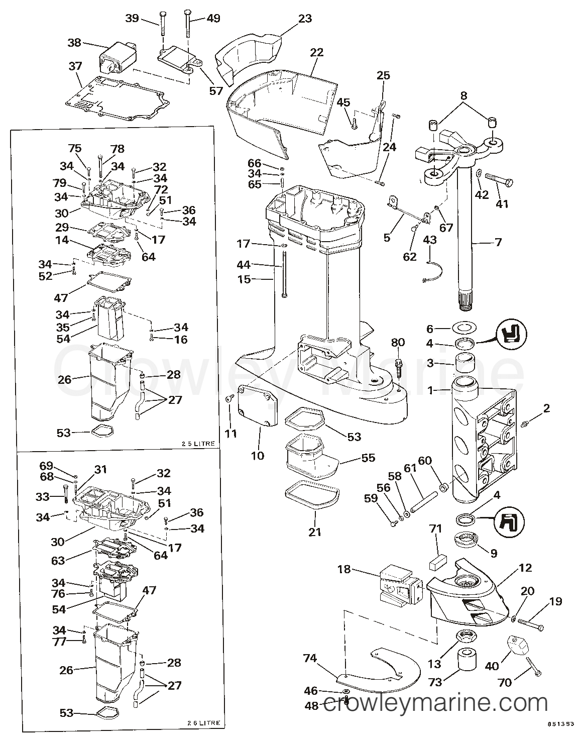 1985 Sea Drive 2.6L - Hydraulic - XL - 1CCXCOM - MID-SECTION
