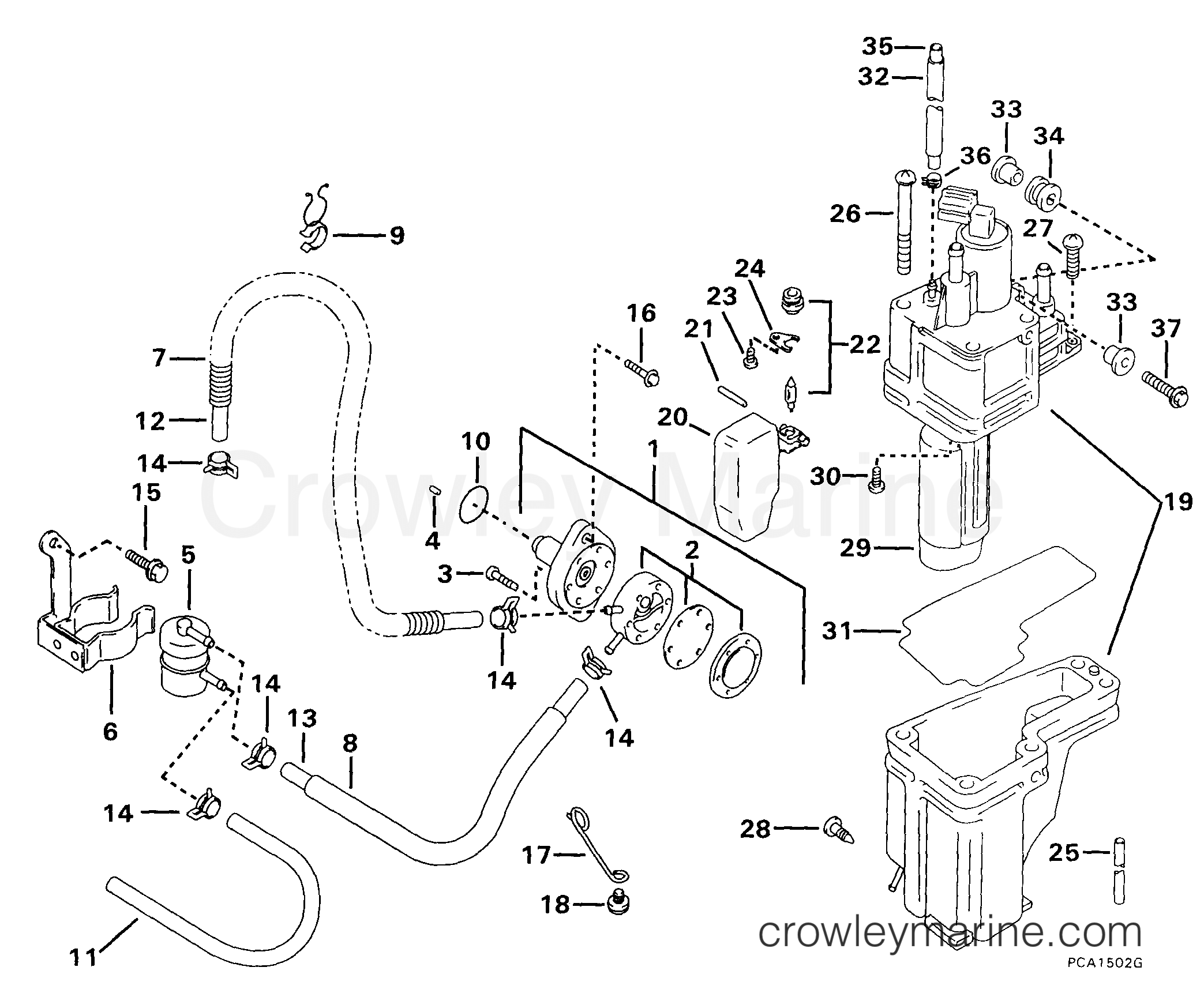 1999 Outboard 70 - E70PL4EEC - FUEL PUMP & SEPARATOR