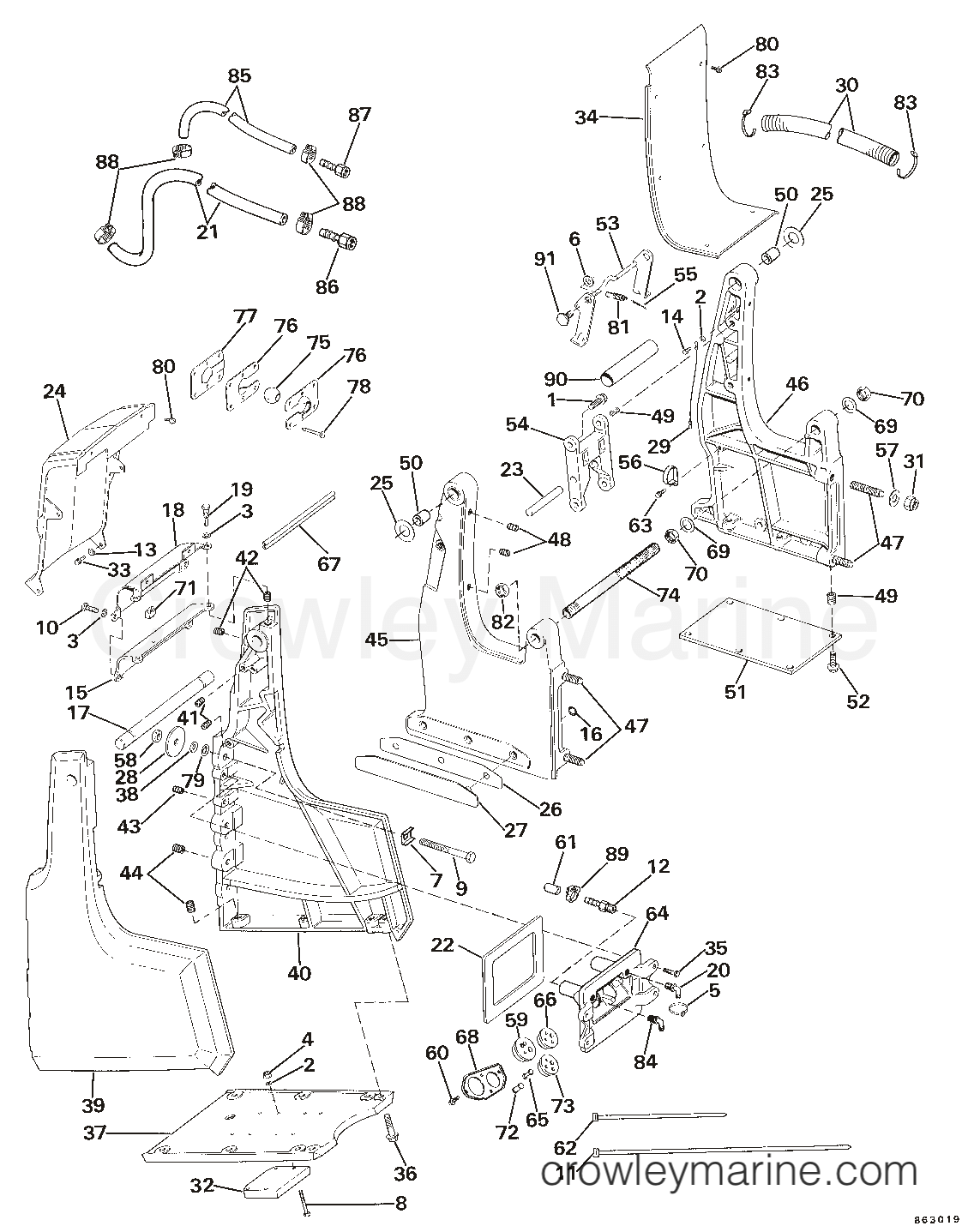 TRANSOM BRACKET ASSEMBLY MECHANICAL STEERING 1986 Sea Drive 1.6L Hydraulic 16AHCXKWB