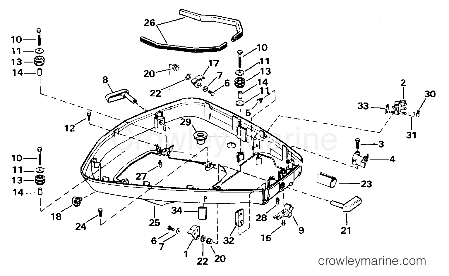 1995 Outboard 85 - J85TTLEOR - LOWER ENGINE COVER