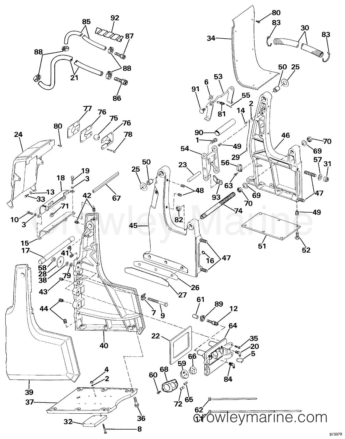 1990 OMC Sea Drive 1.6L - Mechanical - 16AMRDGH - TRANSOM BRACKET ASSEMBLY - MECHANICAL