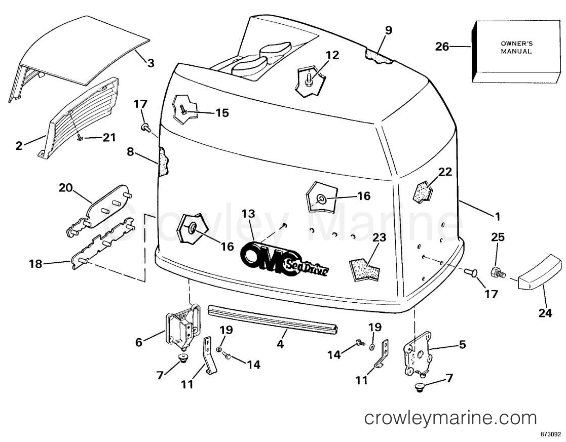 1987 OMC Sea Drive 2.7L - PORT ENGINE - 27APPHD - ENGINE COVER section