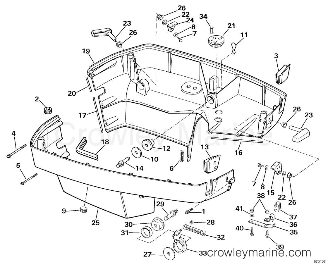 1987 Sea Drive 3.6L - STARBOARD ENGINE - 36ASPHD - LOWER ENGINE COVER