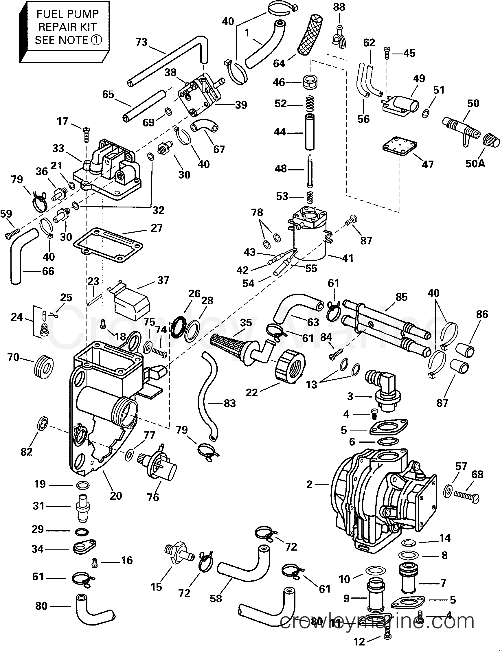 2000 Outboard 150 - E150WPLSSC - FUEL BRACKET & COMPONENTS