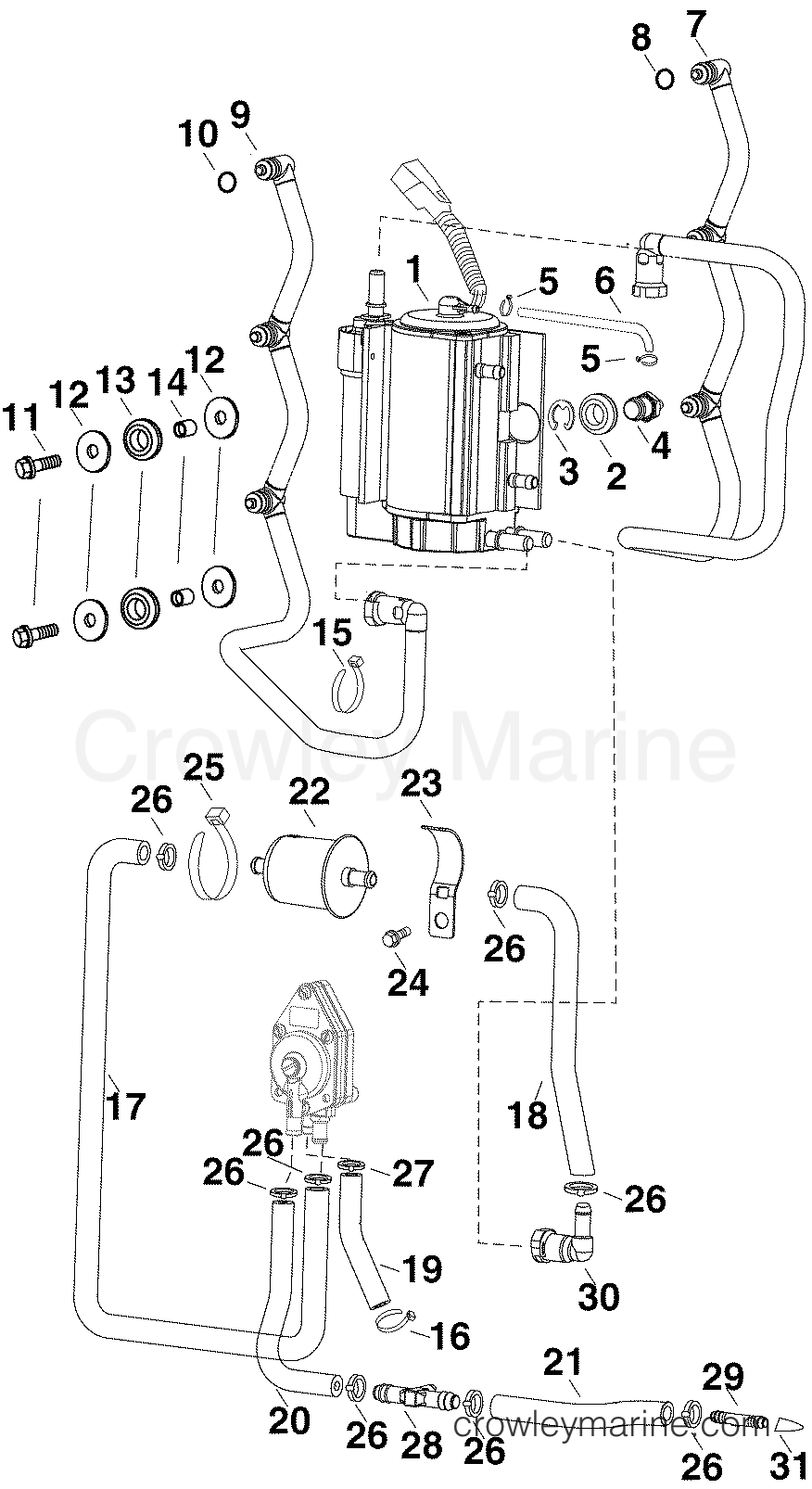 2004 Outboard 90 - E90DPXSRC - FUEL VAPOR SEPARATOR/PUMP
