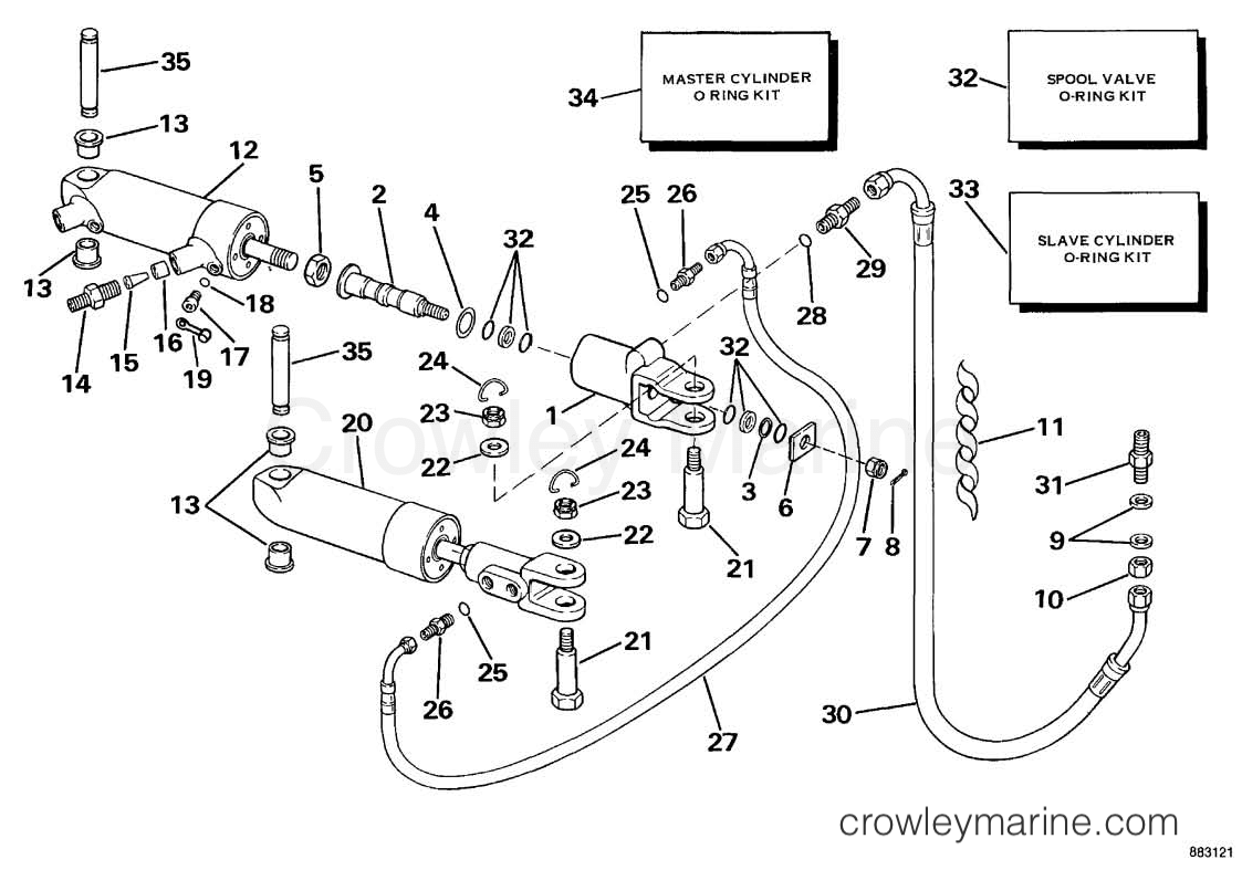 1989 Sea Drive 3.0L - 30APRARF - STEERING CYLINDER GROUP