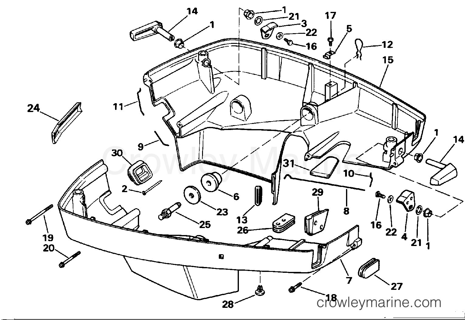 1992 Outboard 200 - J200TXENE - LOWER ENGINE COVER