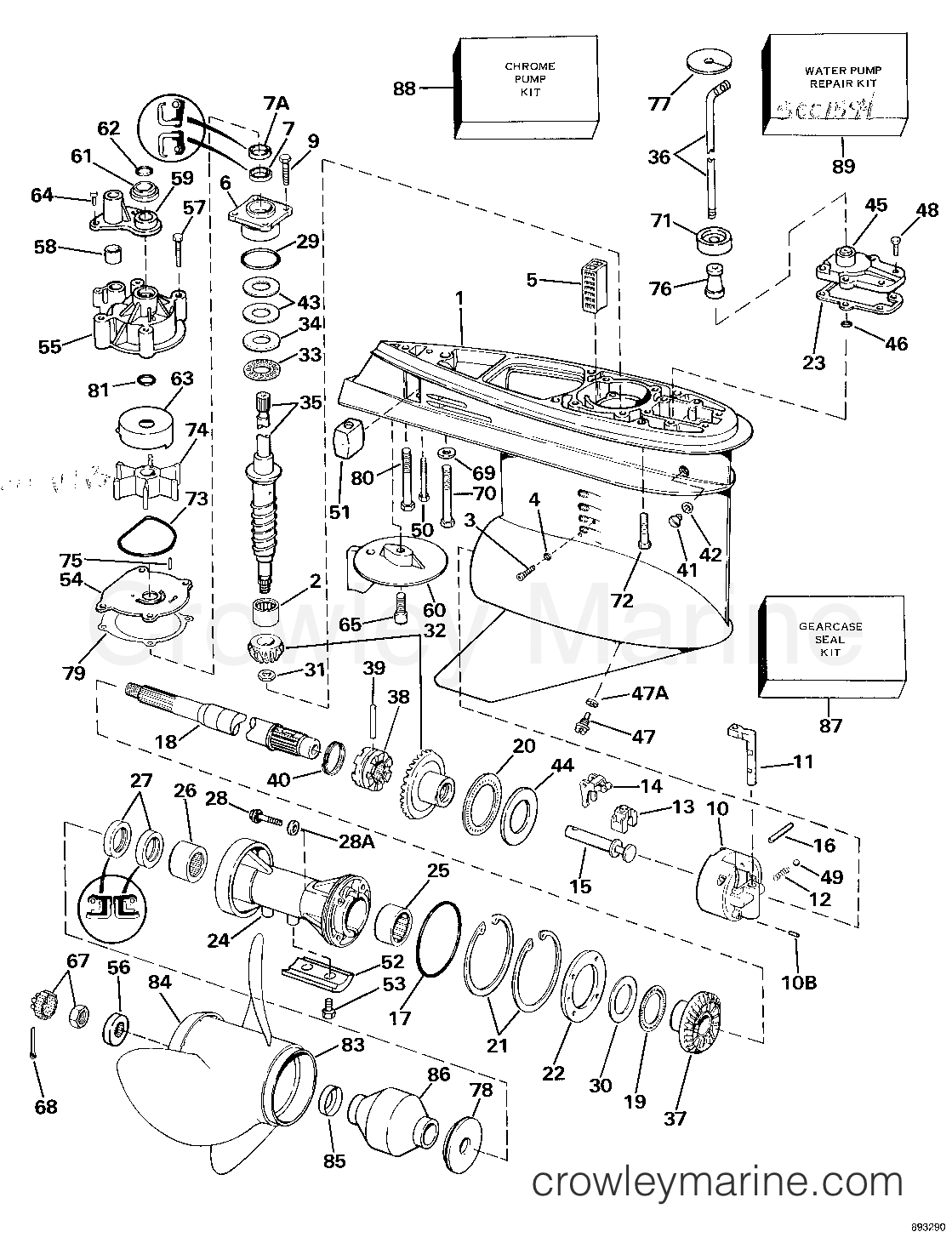 1989 Sea Drive 3.0L - 30APRARF - GEARCASE - STANDARD ROTATION