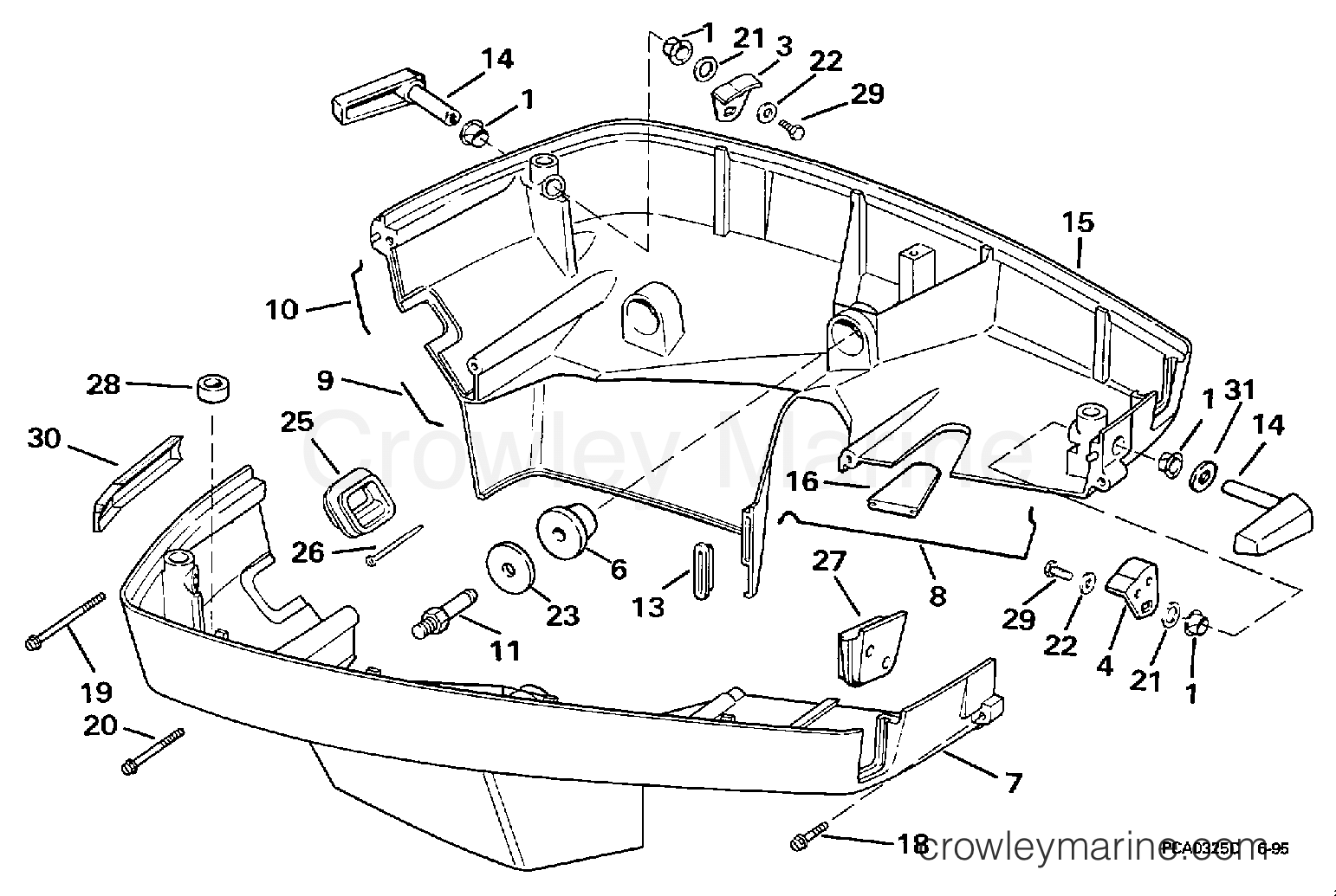 1997 Outboard 125 - SJ125WTPLJ - LOWER ENGINE COVER