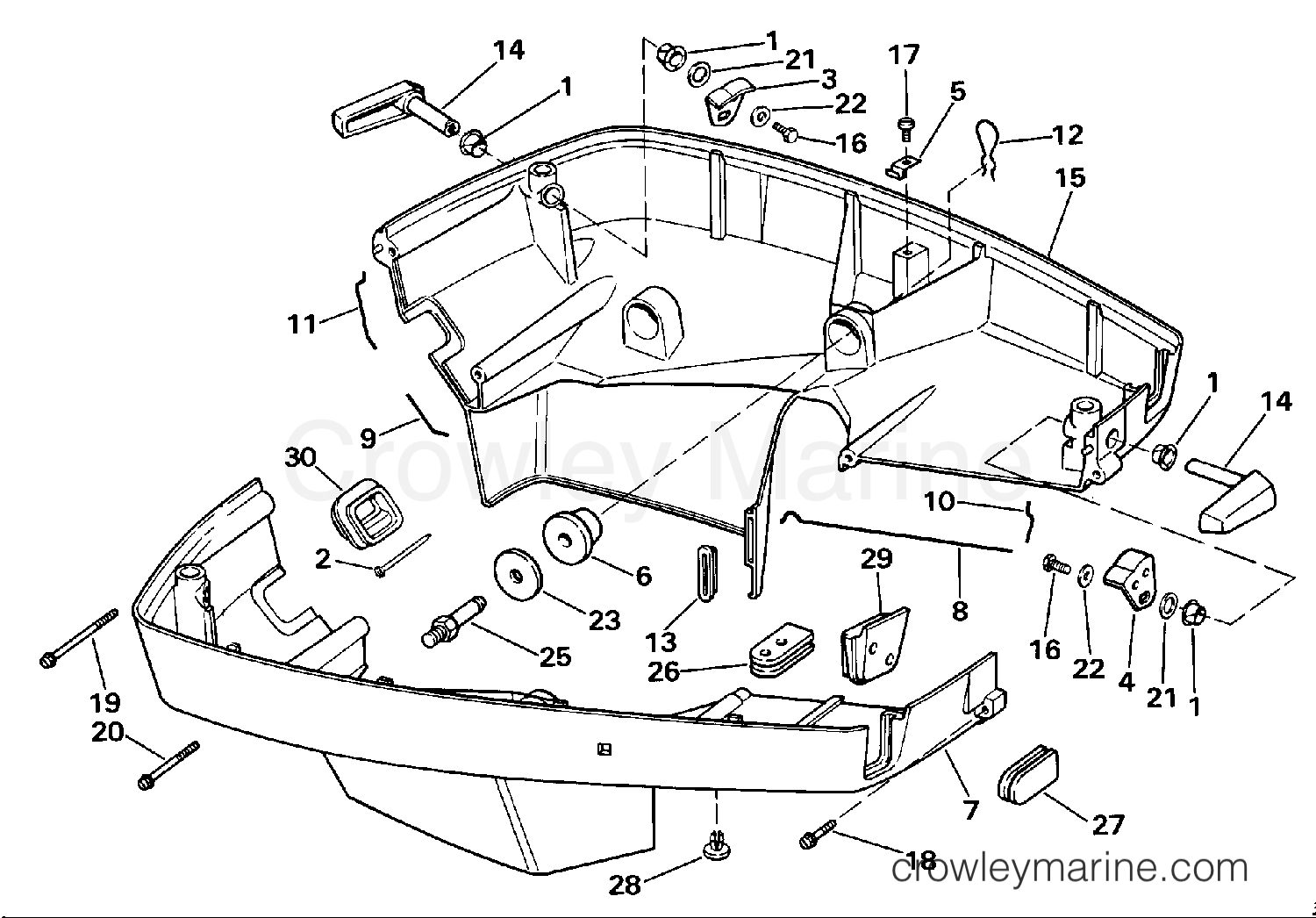 1989 Outboard 225 - J225TXCED - LOWER ENGINE COVER