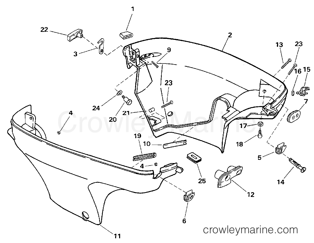 1997 Outboard 8 - BJ8FRBLEUR - LOWER ENGINE COVER