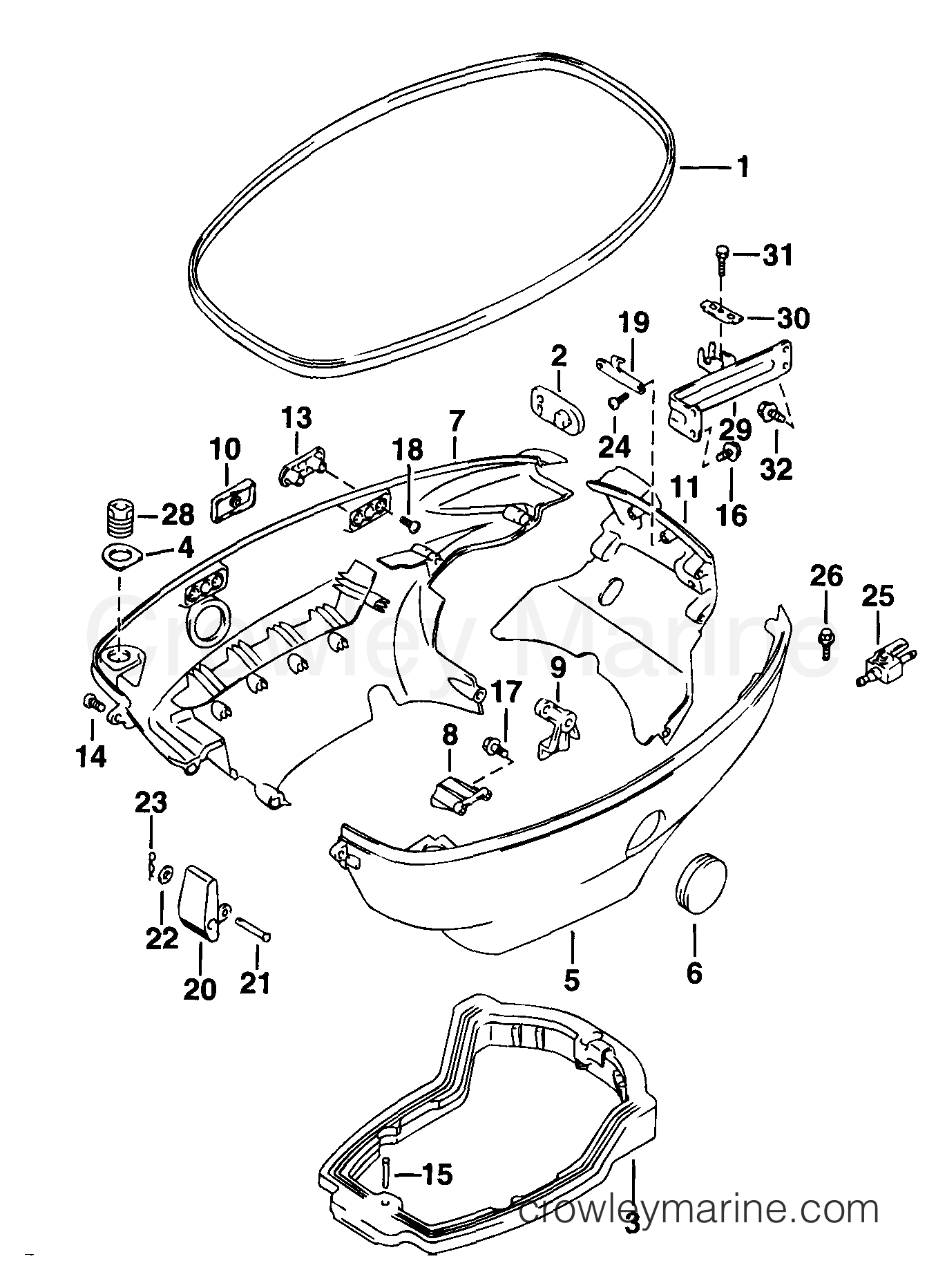 1999 Outboard 50 - E50PL4EES - LOWER ENGINE COVER