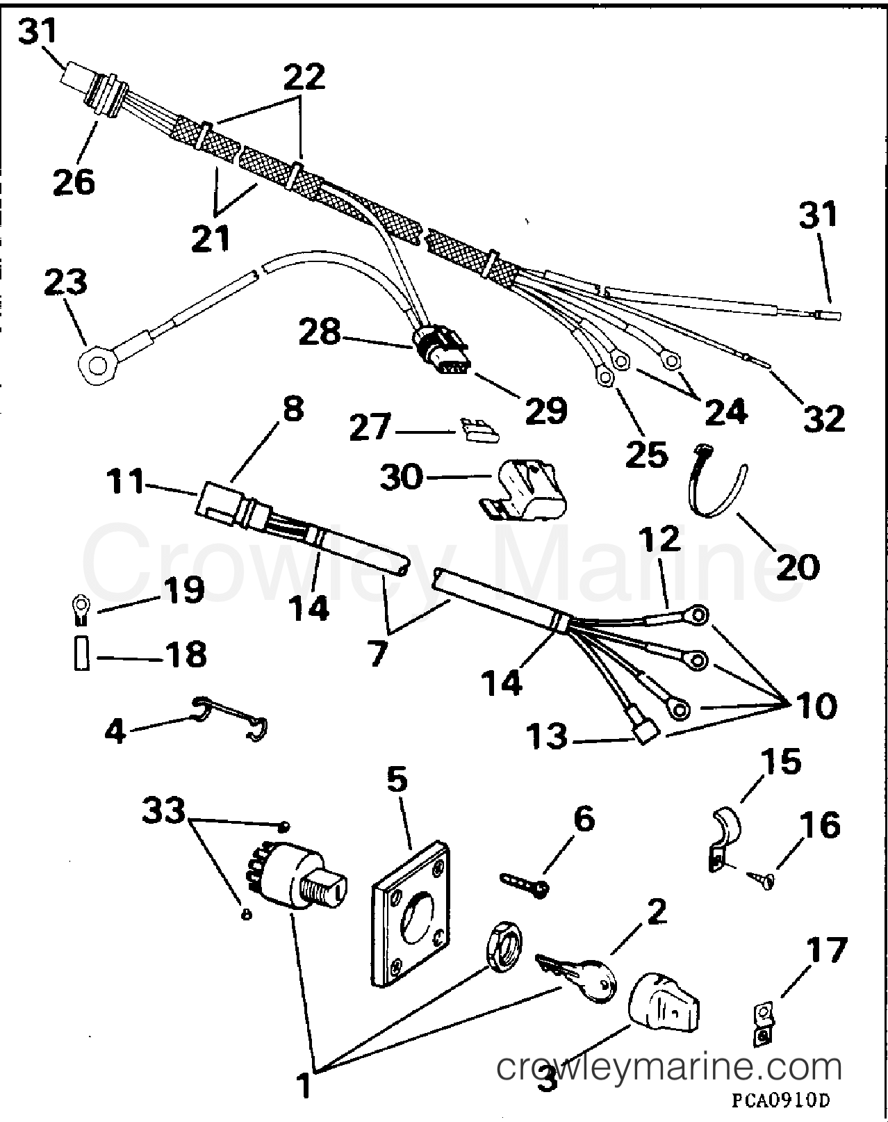 1994 Rigging Accessories - Electrical System - IGNITION SWITCH & CABLE - 25/48 MODELS