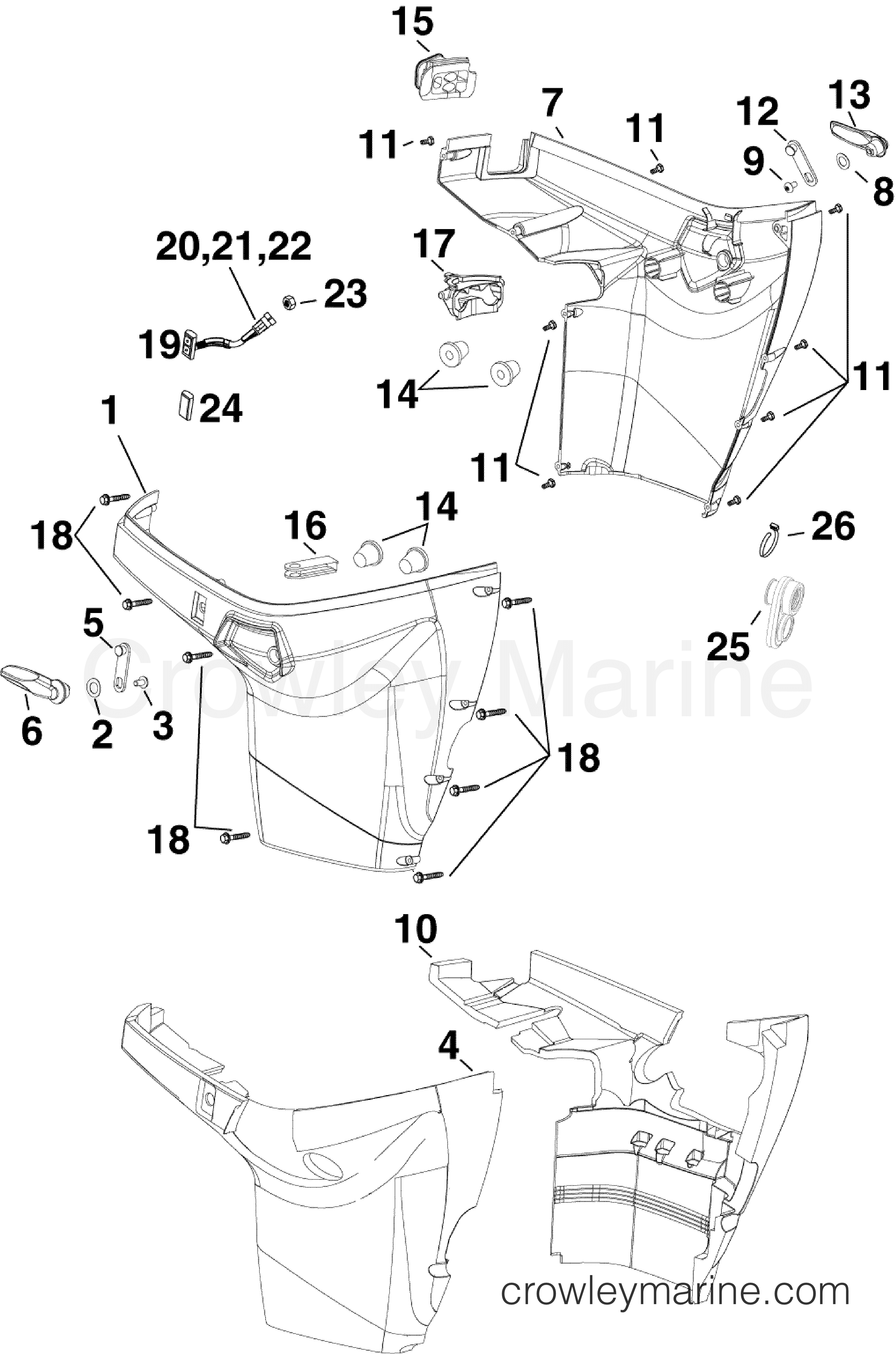 2009 Outboard 75 - E75DSLSEC - LOWER ENGINE COVER