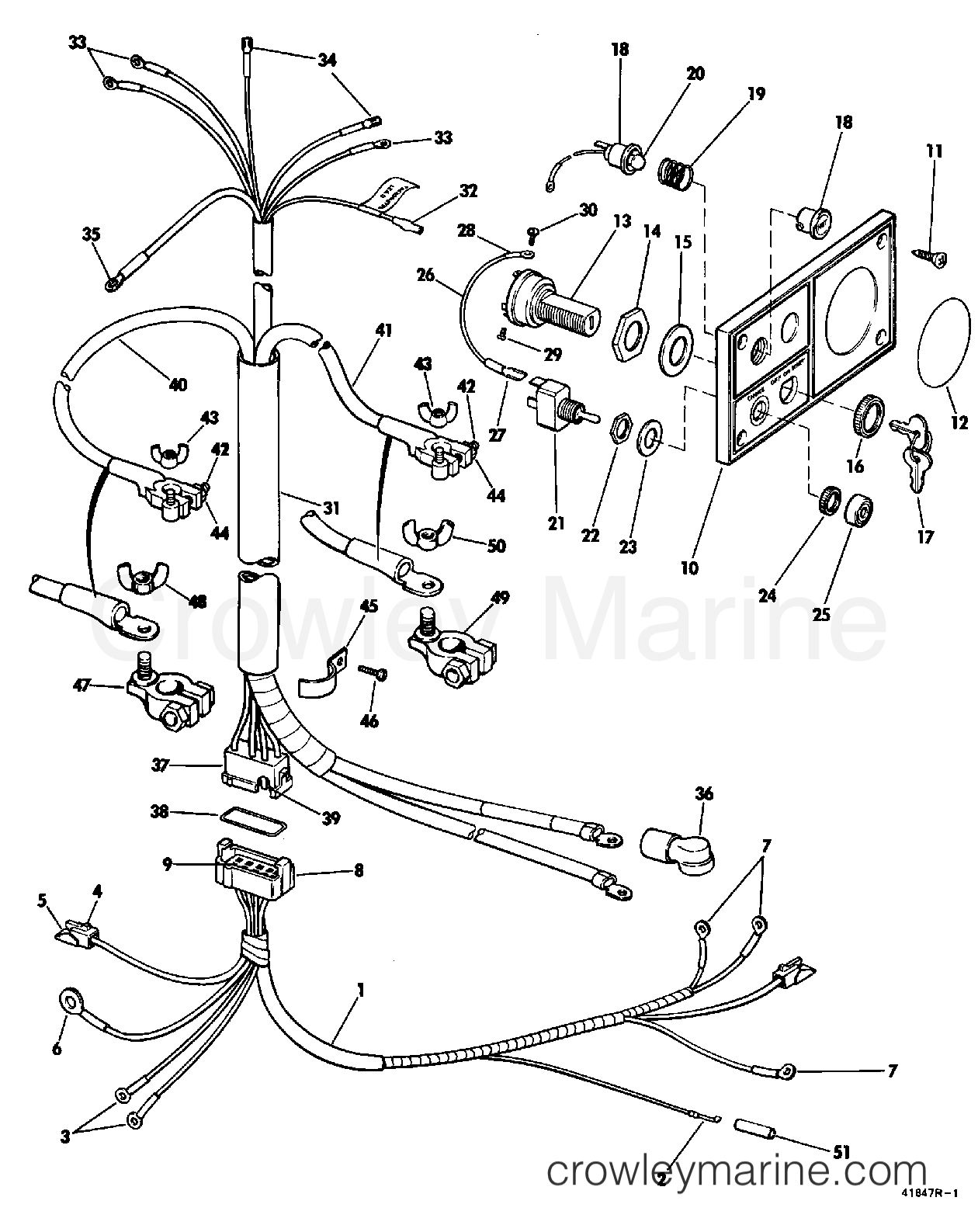 1968 Outboard 40 - 40852D - INSTRUMENTS & CABLE GROUP ELECTRIC START
