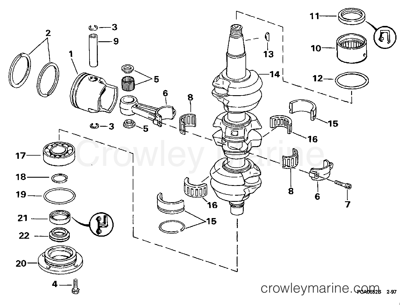 1997 Outboard 50 - J50DTLEUR - CRANKSHAFT & PISTON