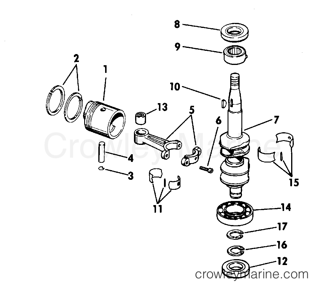 1980 Outboard 4 - J4RLCSS - CRANKSHAFT & PISTON