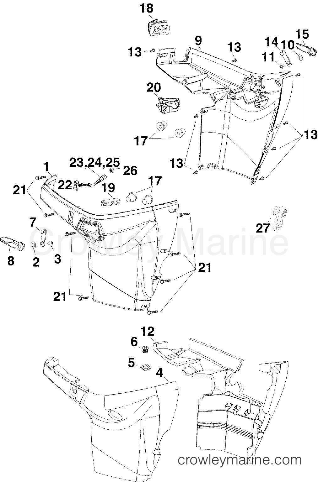 2004 Outboard 75 - E75DPLSRC - LOWER ENGINE COVER
