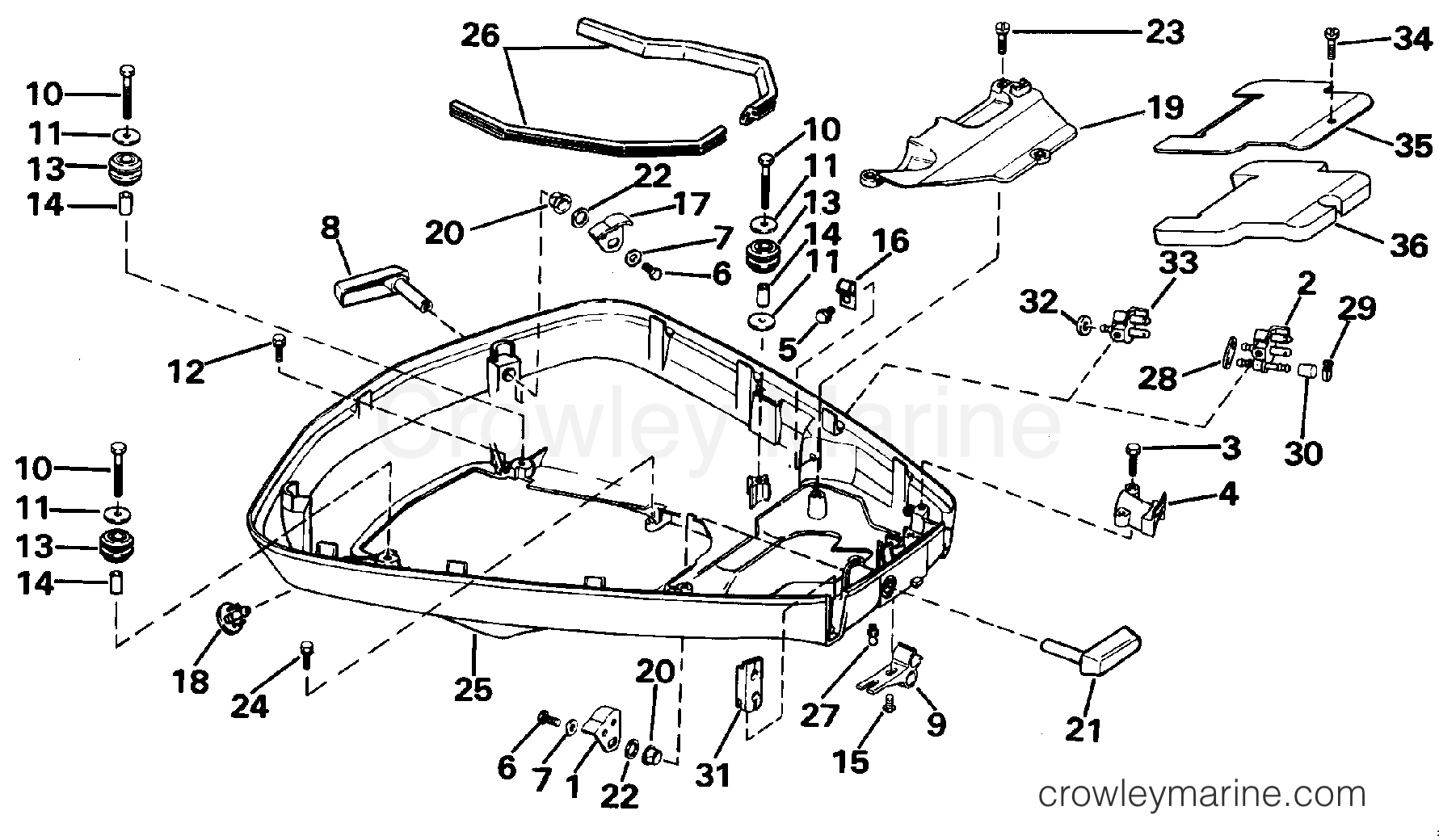 1988 Outboard 88 - J88MSLCCC - LOWER ENGINE COVER