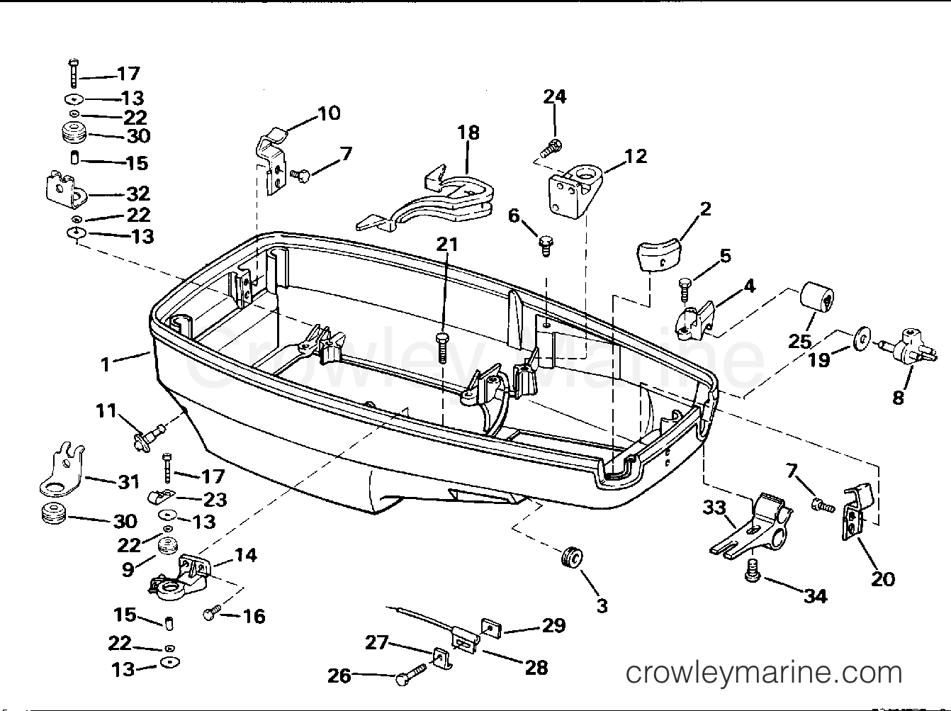1994 Evinrude Outboards 45 - E45RCERE LOWER ENGINE COVER section