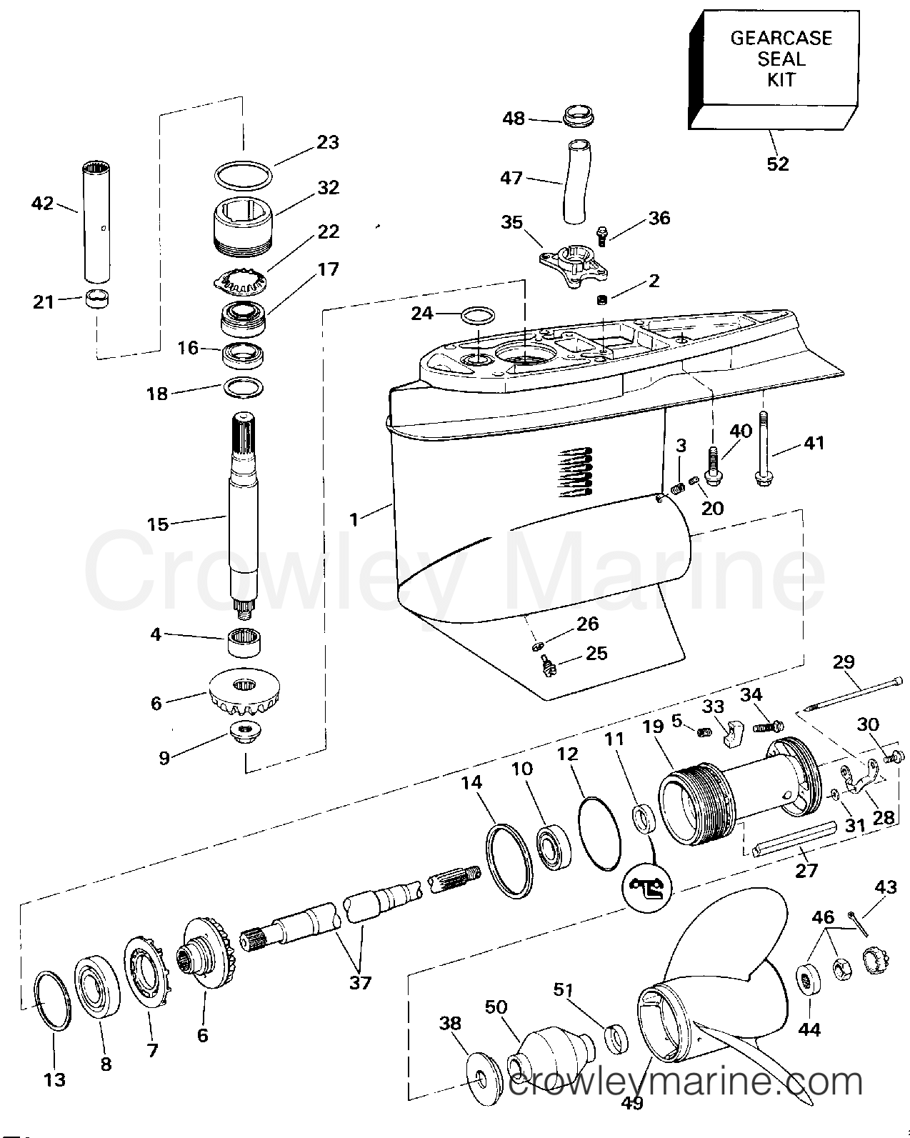 1994 OMC Stern Drive 7.4 - 744DJPMDA - LOWER GEARCASE