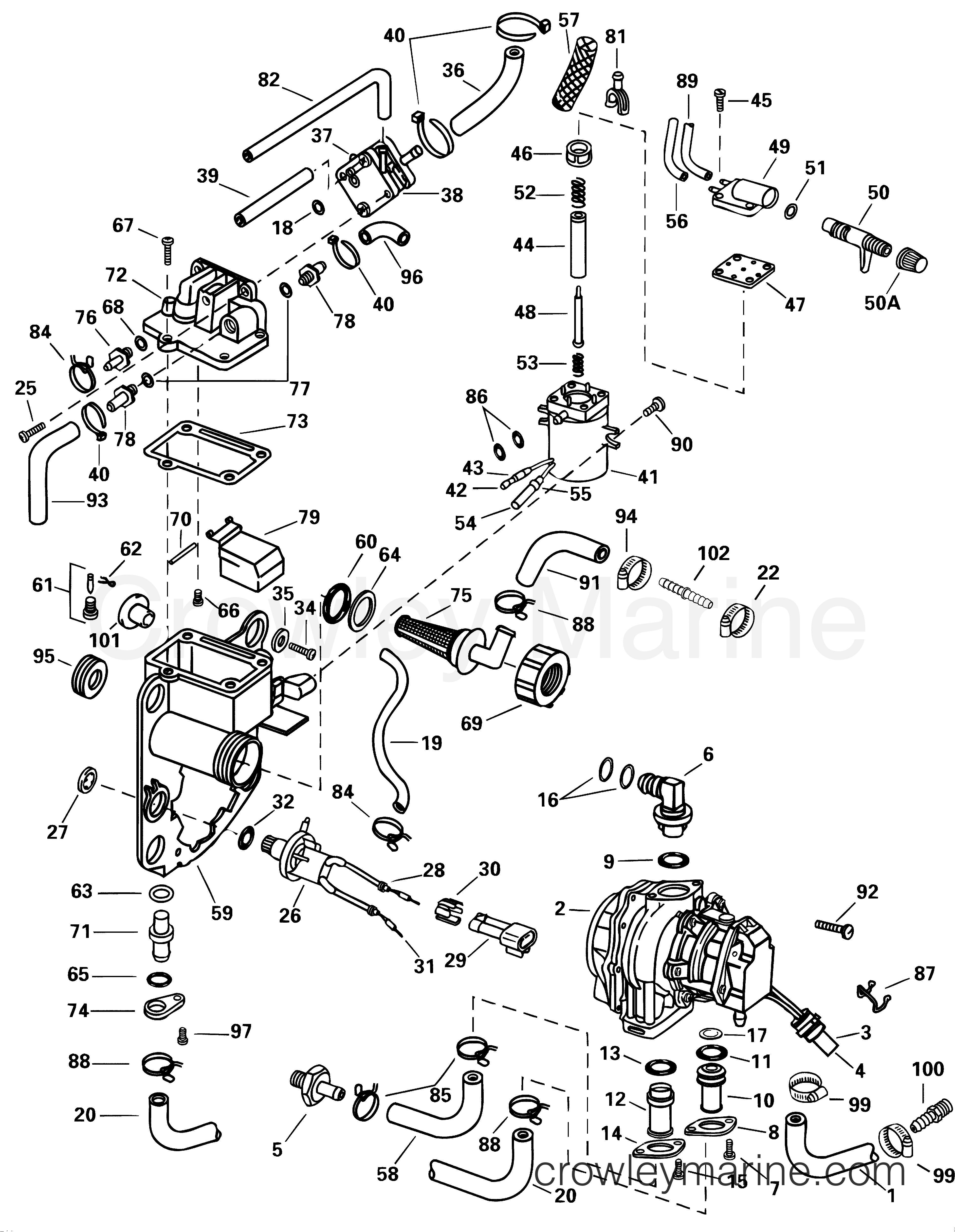 2001 Outboard 150 - J150VLSIF - FUEL BRACKET & COMPONENTS