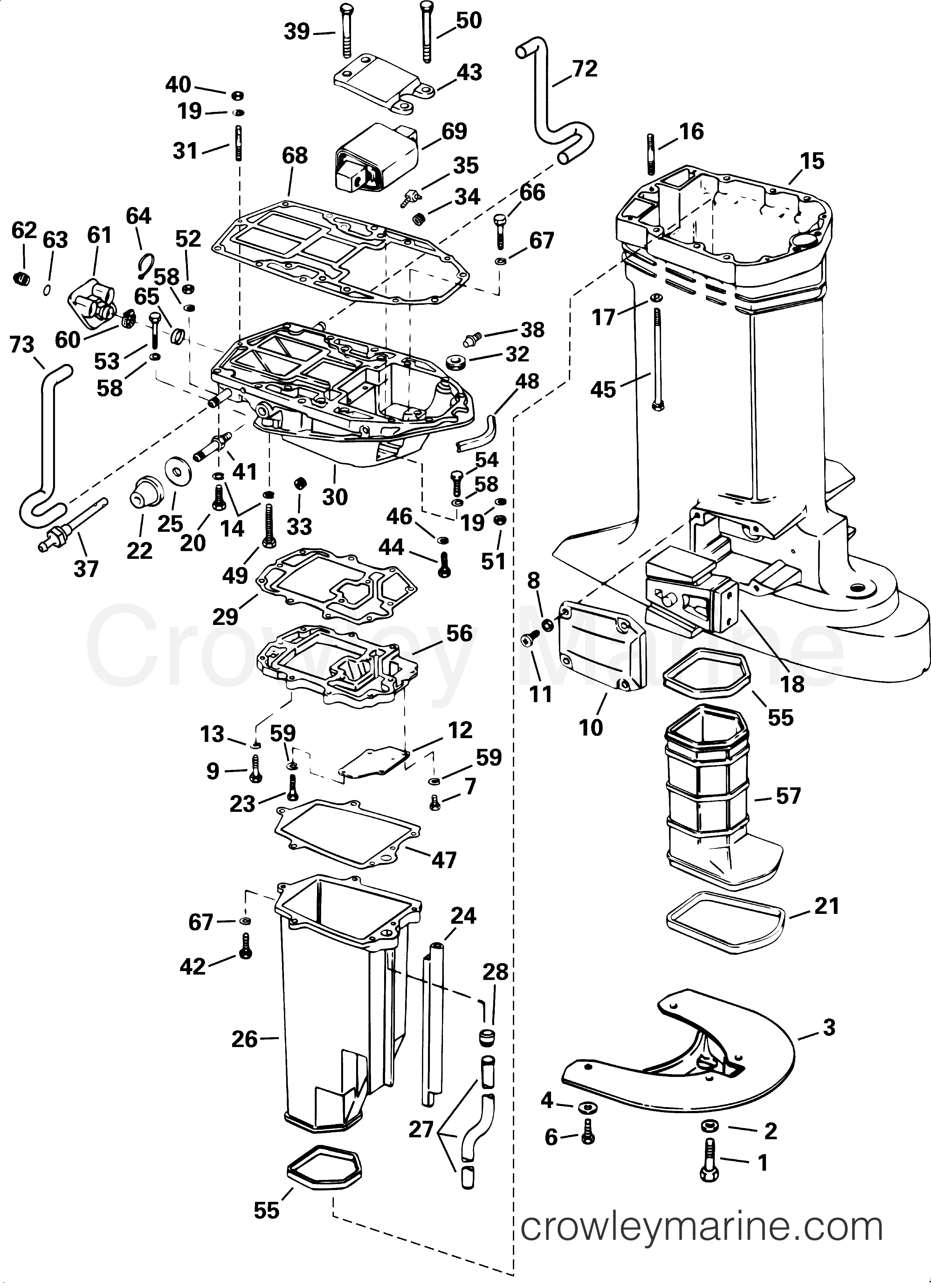 2001 Evinrude Outboards 225 - E225FCZSIF EXHAUST HOUSING section