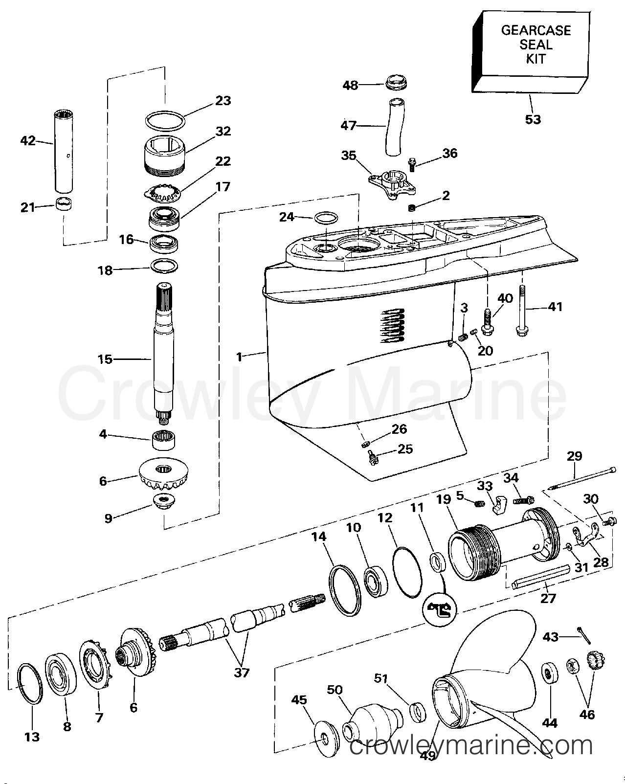 1993 Stern Drive 5.8 - 584DPPJVB - LOWER GEARCASE