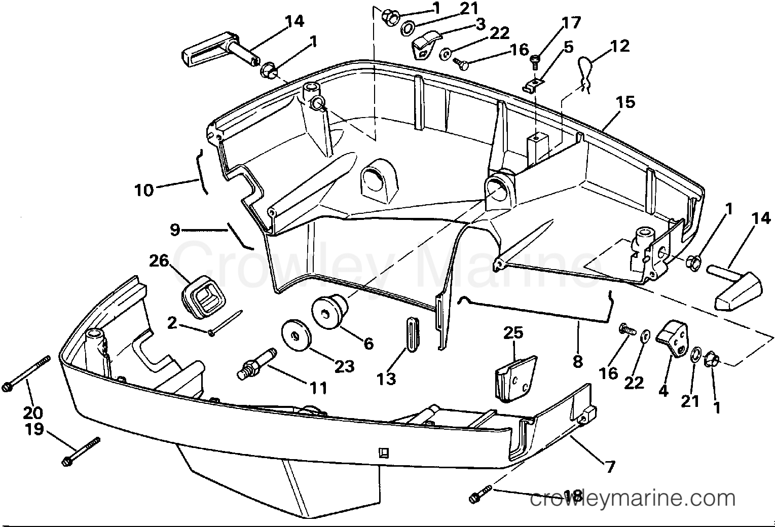 1989 Outboard 140 - J140TXCEB - LOWER ENGINE COVER