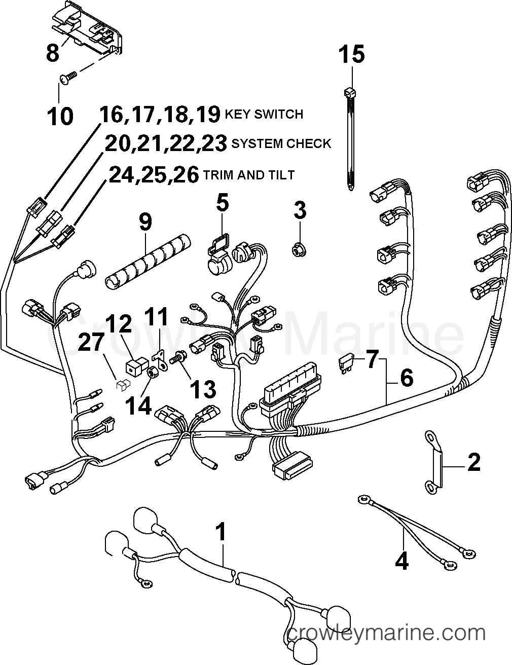2003 Outboard 90 - J90PL4STS - ENGINE ELECTRICAL HARNESS