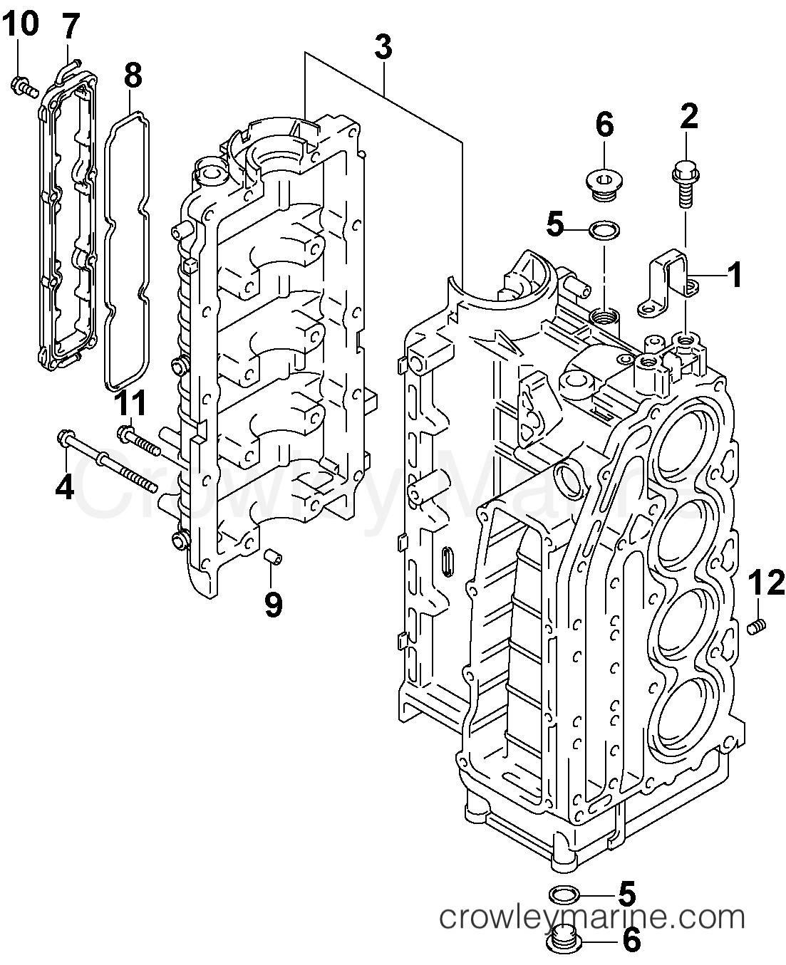 2003 Outboard 90 - J90PL4STS - CYLINDER & CRANKCASE