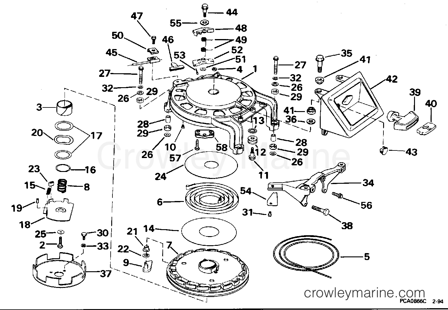 1995 Outboard 65 - J65RSLC - REWIND STARTER