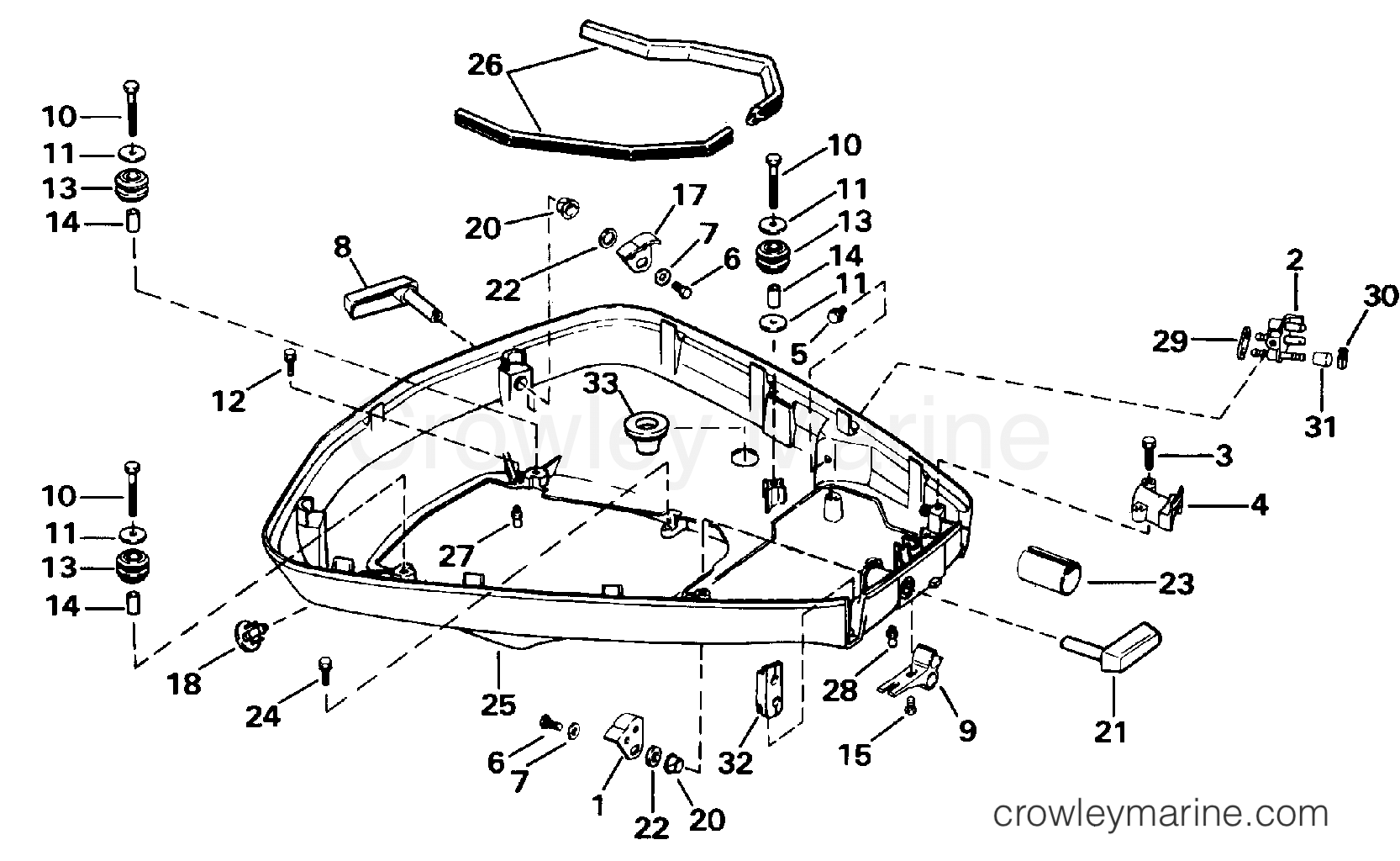 1992 Outboard 85 - J85TTLEND - LOWER ENGINE COVER