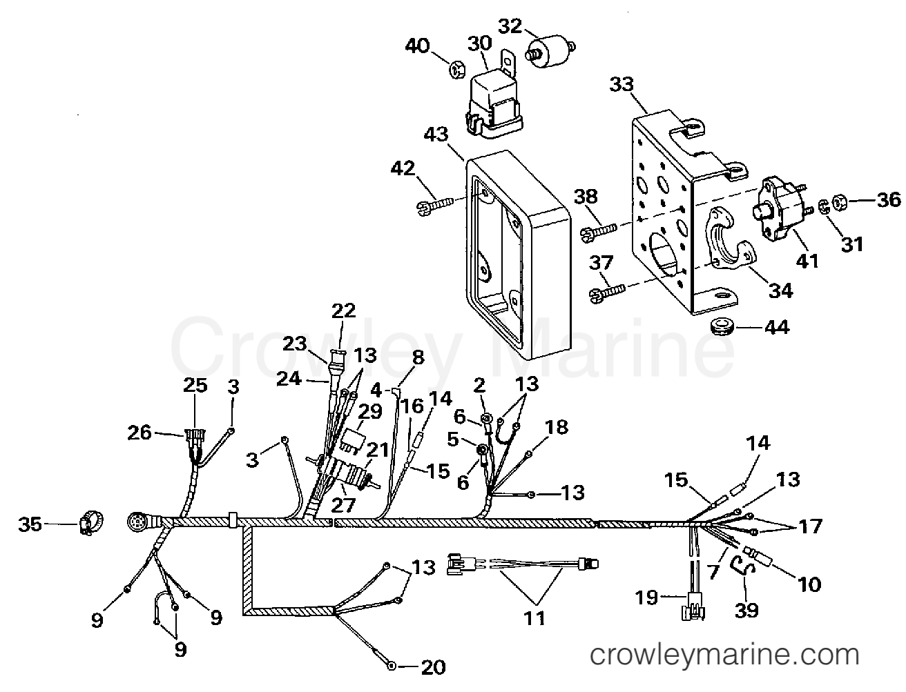 1997 Stern Drive 4.3 - 43FBPLKD - ENGINE WIRE HARNESS & BRACKET - 2V & 4V MODELS