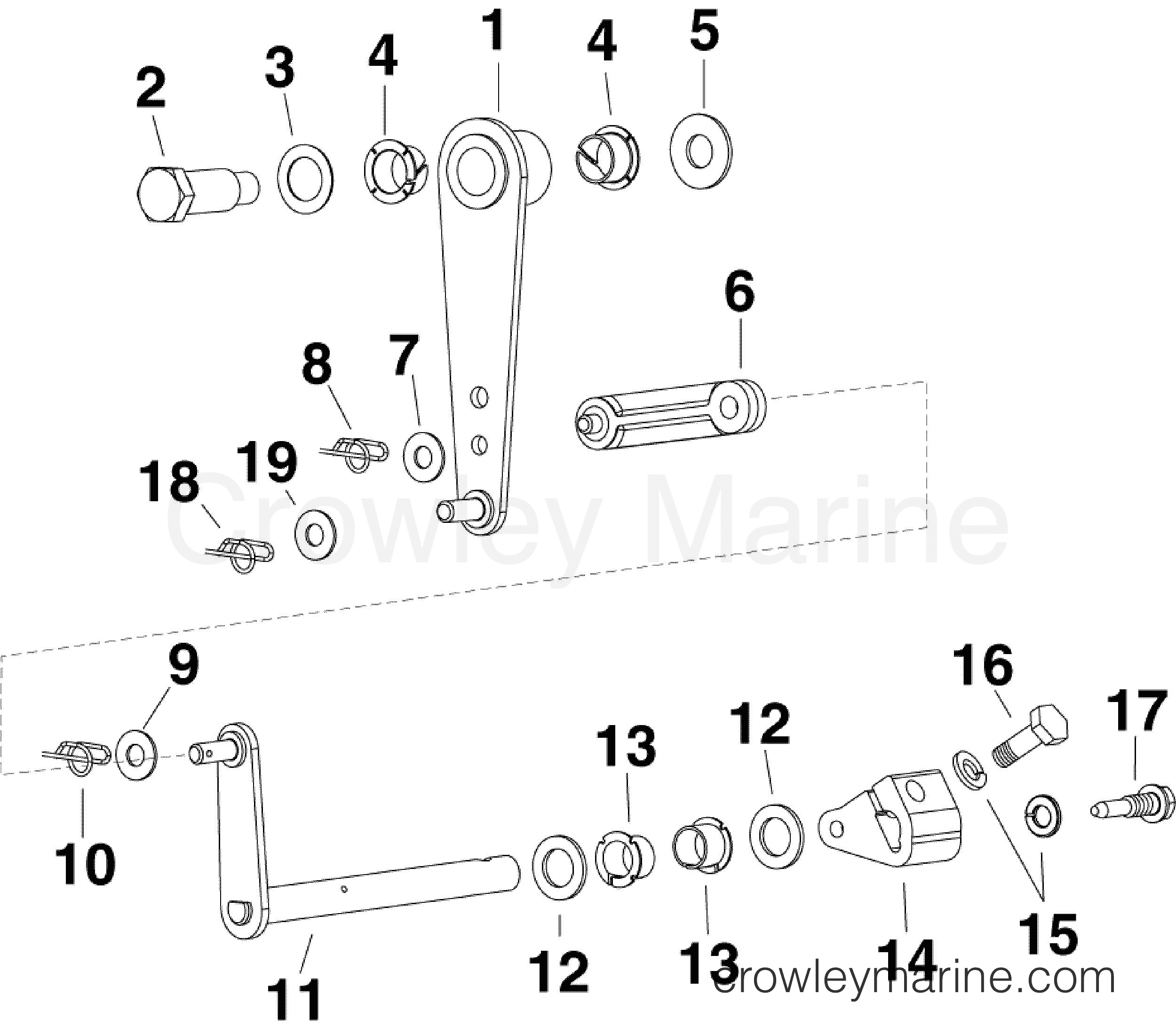 AA Outboard 130 - E130DCXAAA - SHIFT LINKAGE