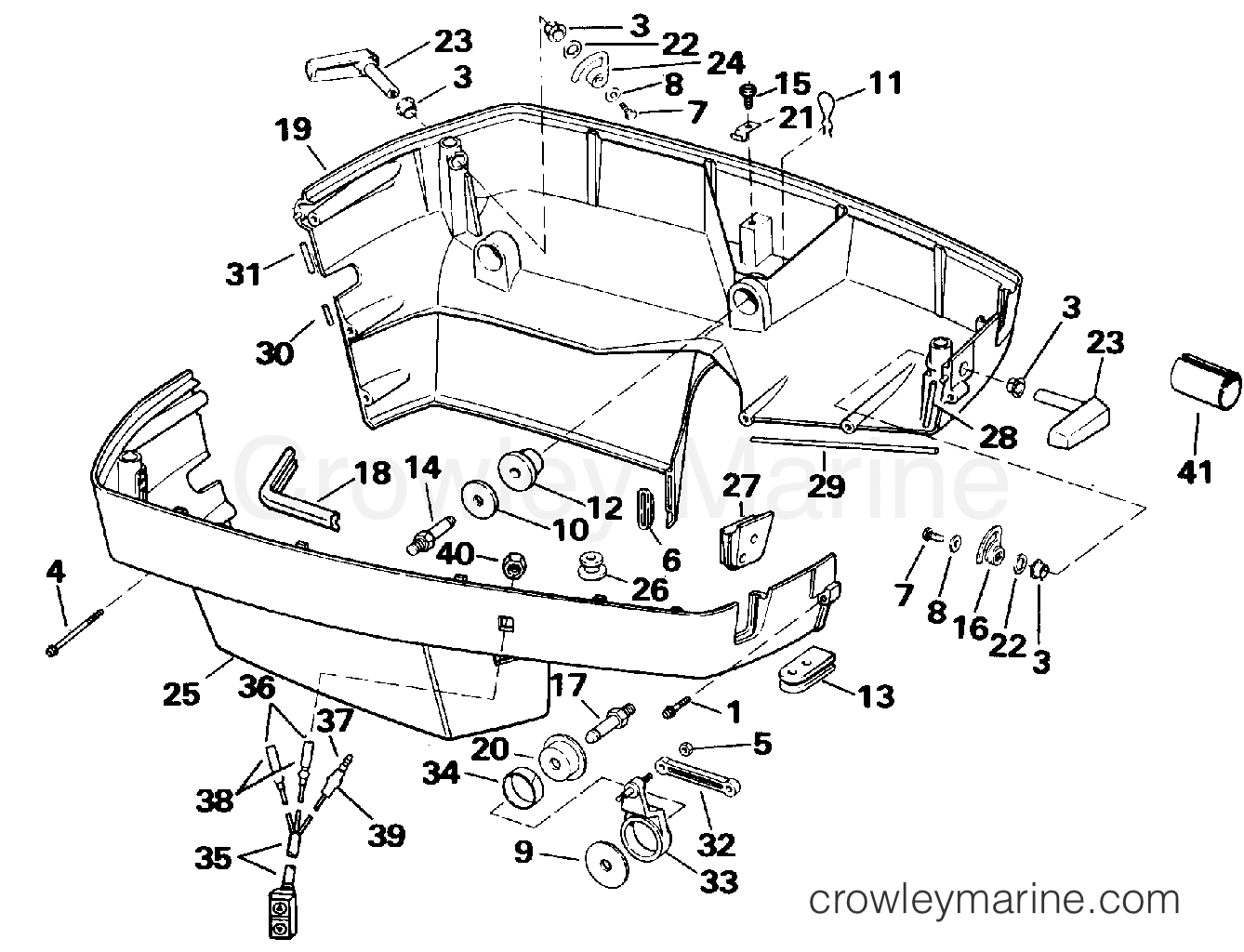 1992 Outboard 250 - J250TXEND - LOWER ENGINE COVER